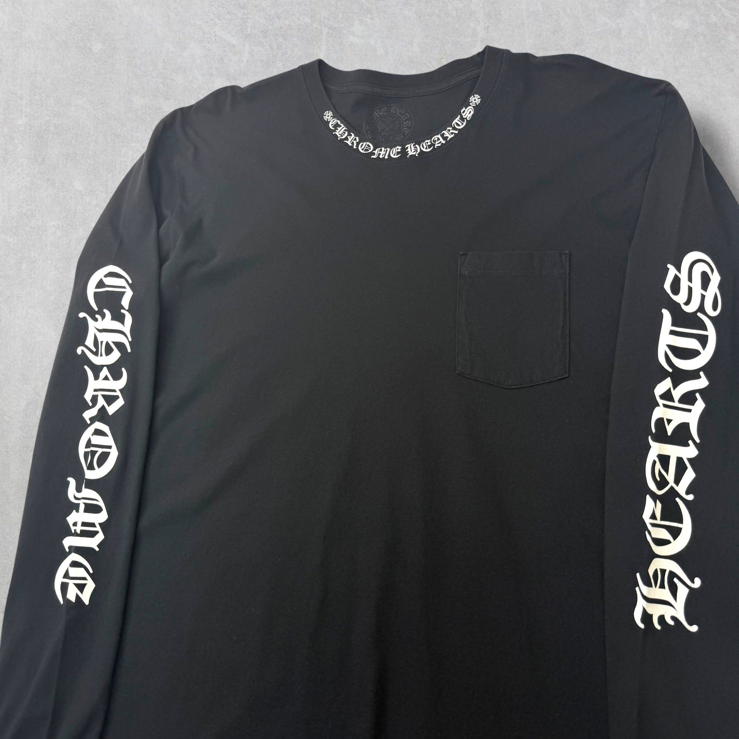 Chrome Hearts Chrome Hearts White Neck Logo Black L/S Tee XXL Size US XXL / EU 58 / 5 - 4 Thumbnail