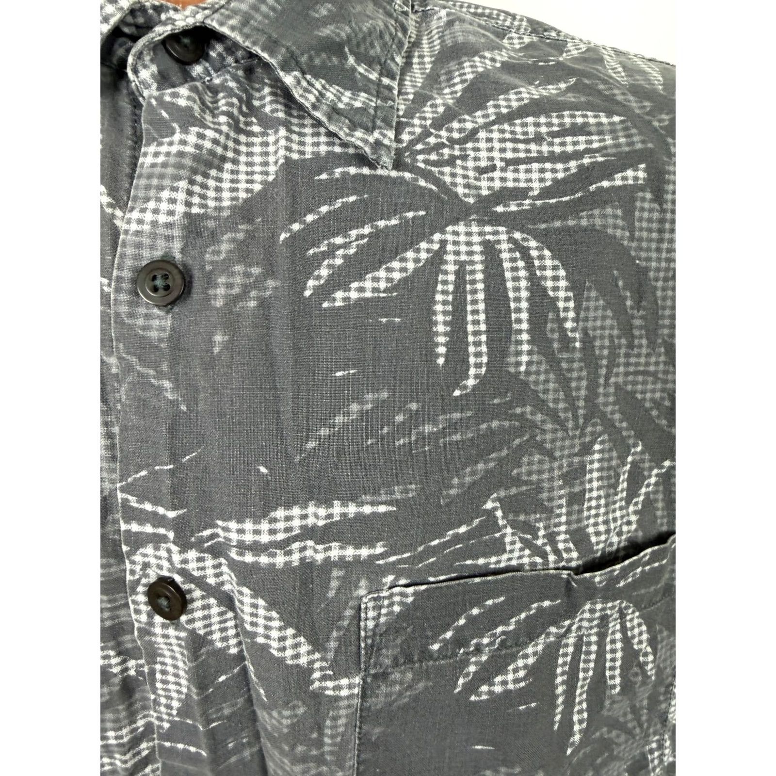 Faded Glory VINTAGE 90s Faded Glory Shirt Men L Hawaiian Palm Leaf Gray Cotton Short Sleeve Button-Up Size US L / EU 52-54 / 3 - 5 Thumbnail
