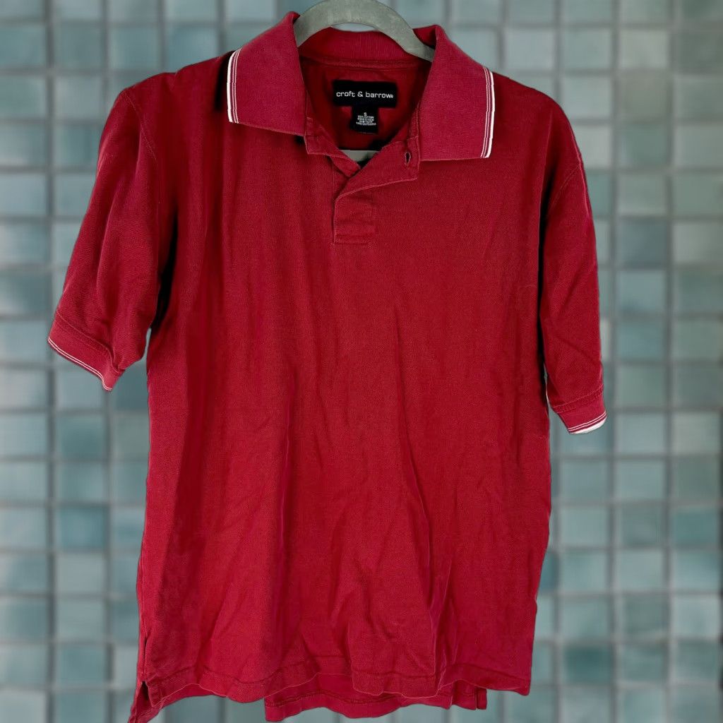 Croft & Barrow Croft & Barrow Mens Polo Shirt Short Sleeves Red 100% Cotton Small Casual Polo Shirt Mens Size US S / EU 44-46 / 1 - 1 Thumbnail