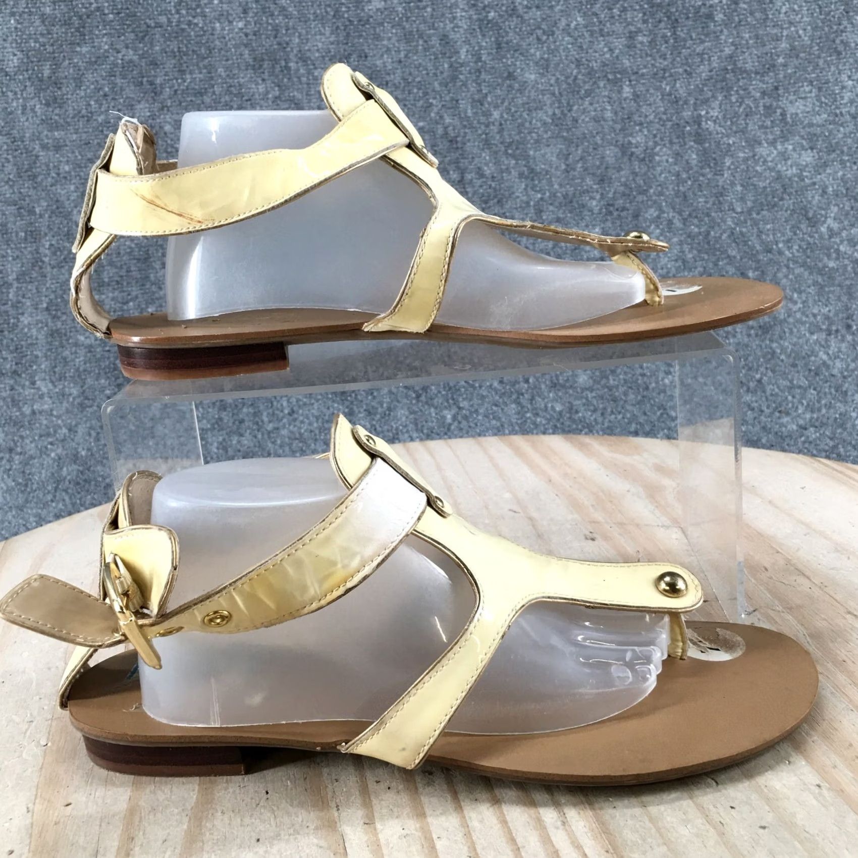 Franco Sarto Franco Sarto Sandals Womens 7.5 M Toro Ankle Strap Flats Yellow Leather Flats Sandal Casual Women, TS Toro, Yellow Leather Size US 8 / IT 38 - 2 Thumbnail