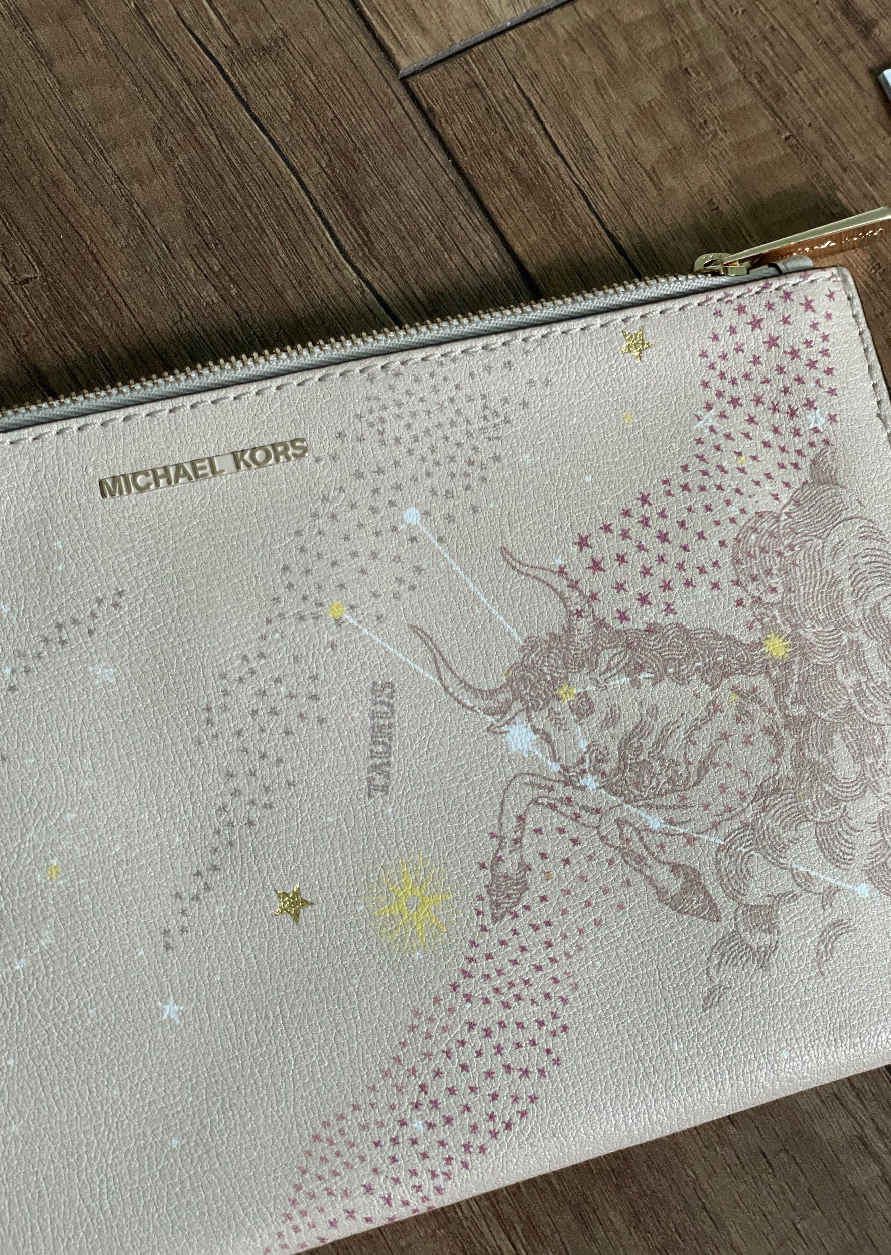 Michael Kors Michael Kors Taurus Zodiac Wristlet Pouch Beige Size ONE SIZE - 3 Thumbnail
