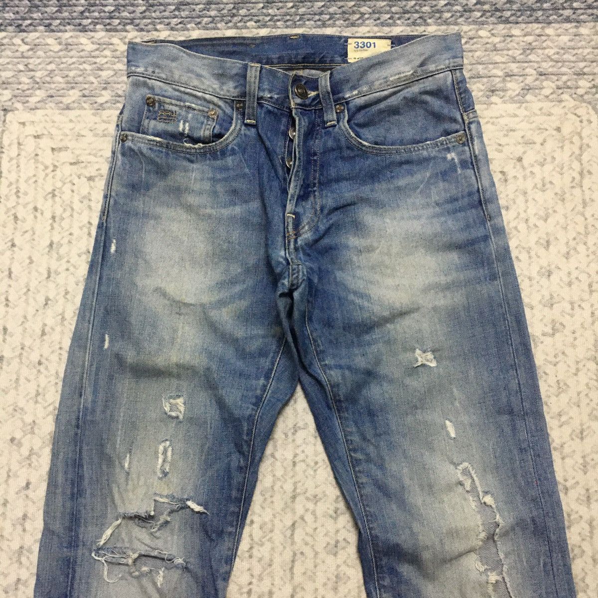G-Star Distressed 3301 Raw Denim By G-Star Size US 29 - 2 Thumbnail