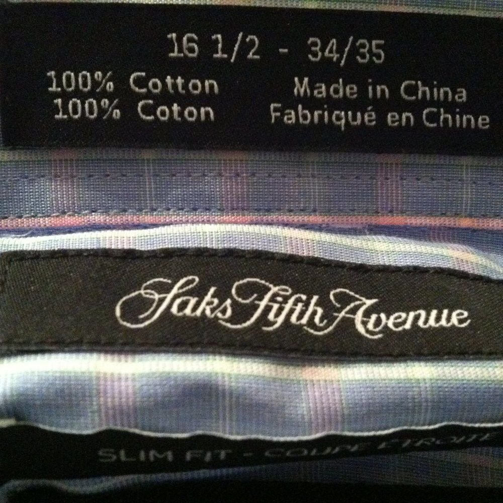 Saks Fifth Avenue SAKS FIFTH AVENUE MENS NEW 100%COTTON DRESS SHIRT 16.5/34-35 Size US L / EU 52-54 / 3 - 7 Thumbnail