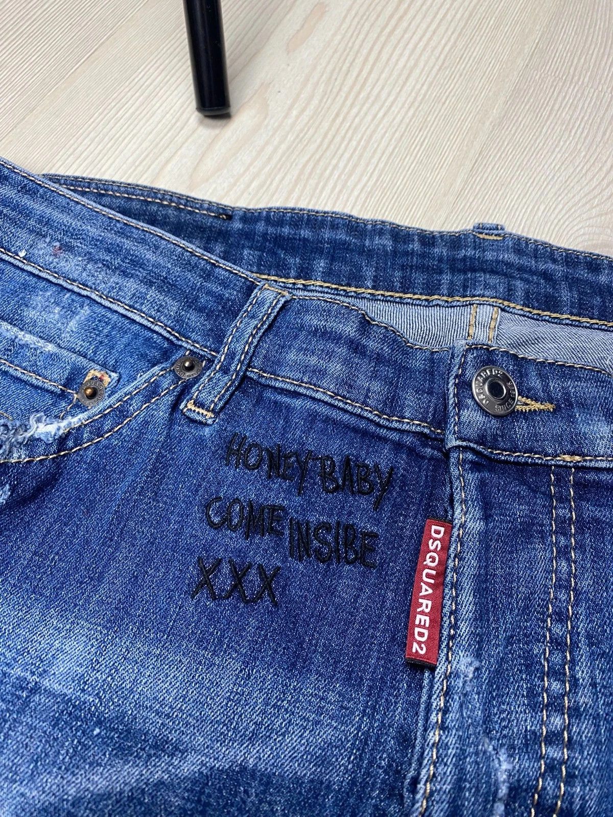 Dsquared2 Dsquared2 Blue Slim Fit Distressed Jeans Paint Splatter Size US 32 / EU 48 - 4 Thumbnail