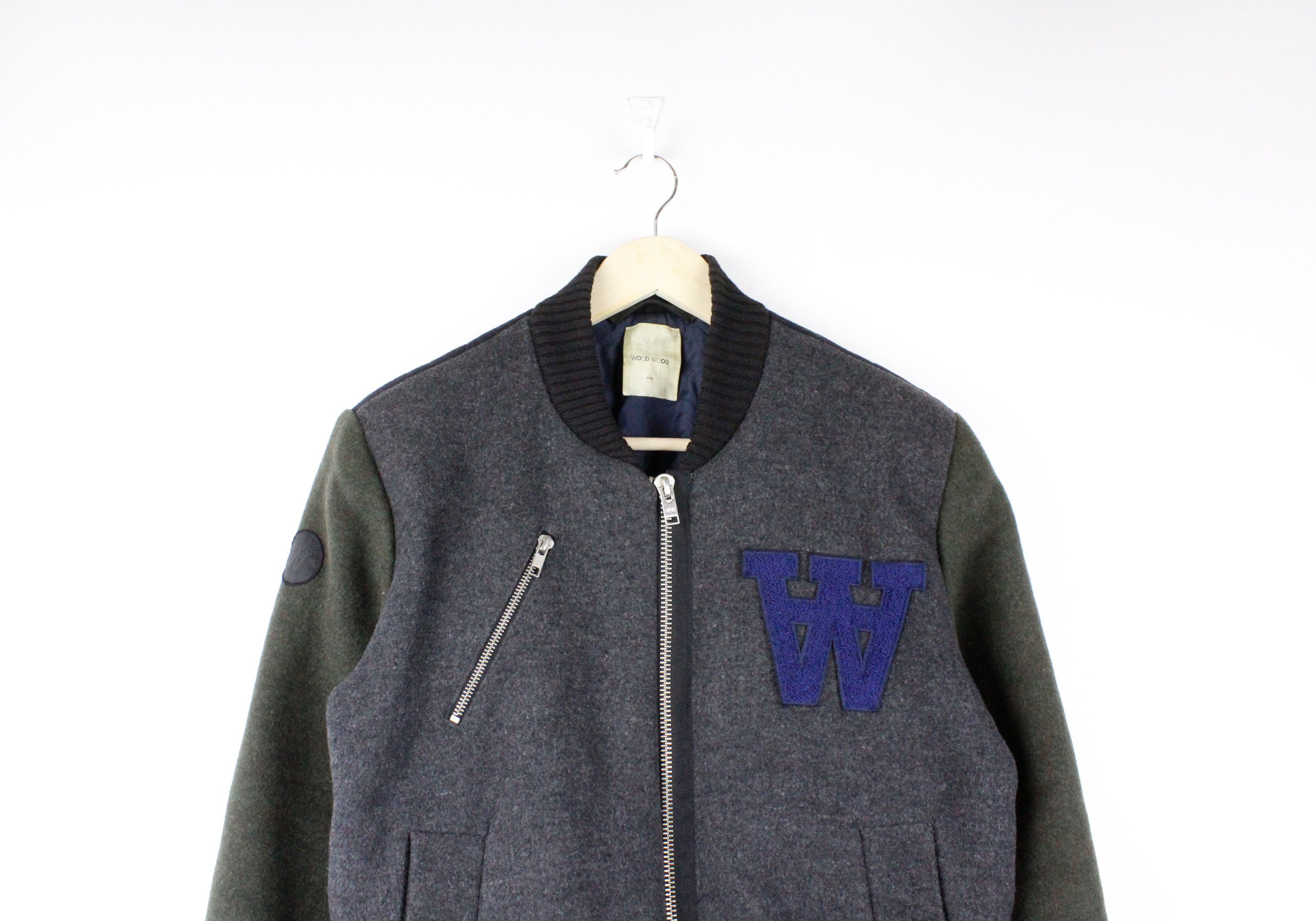 Wood Wood Wood Wood Logo Wool Bomber Letterman Varsity Jacket Size US S / EU 44-46 / 1 - 2 Thumbnail