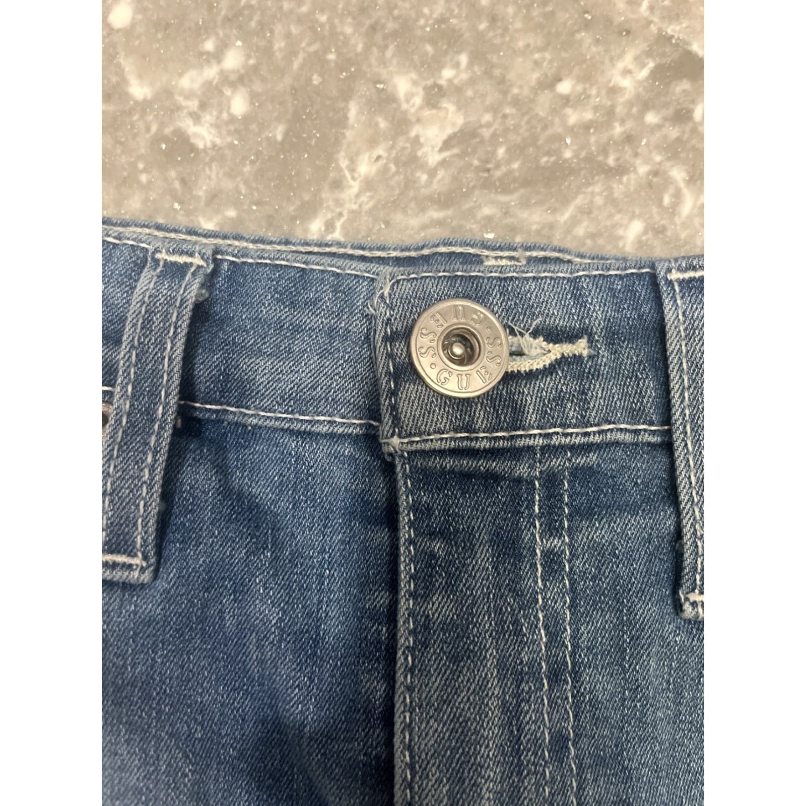 Guess VINTAGE Guess Los Angeles Women's Skirt Midi Denim Blue Pencil S Corded Button Casual Spring Summer Womens Size 28" / US 6 / IT 42 - 3 Thumbnail