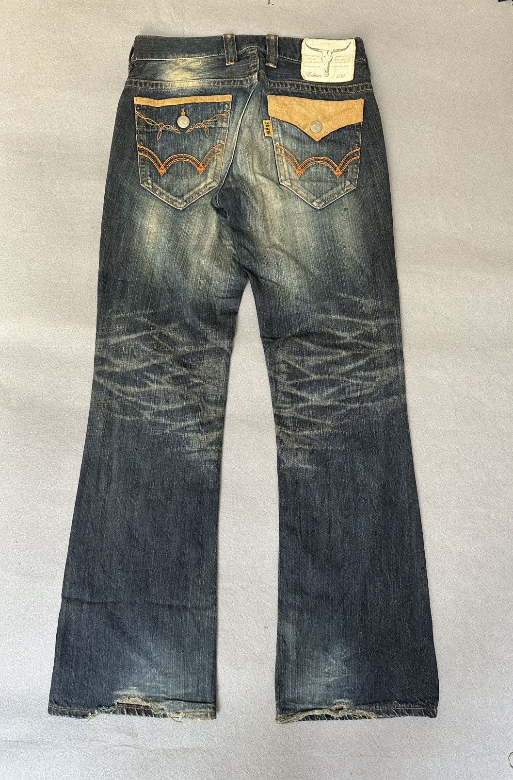 Japanese Brand FLARE Edwin Distressed Denim Size US 31 - 2 Thumbnail