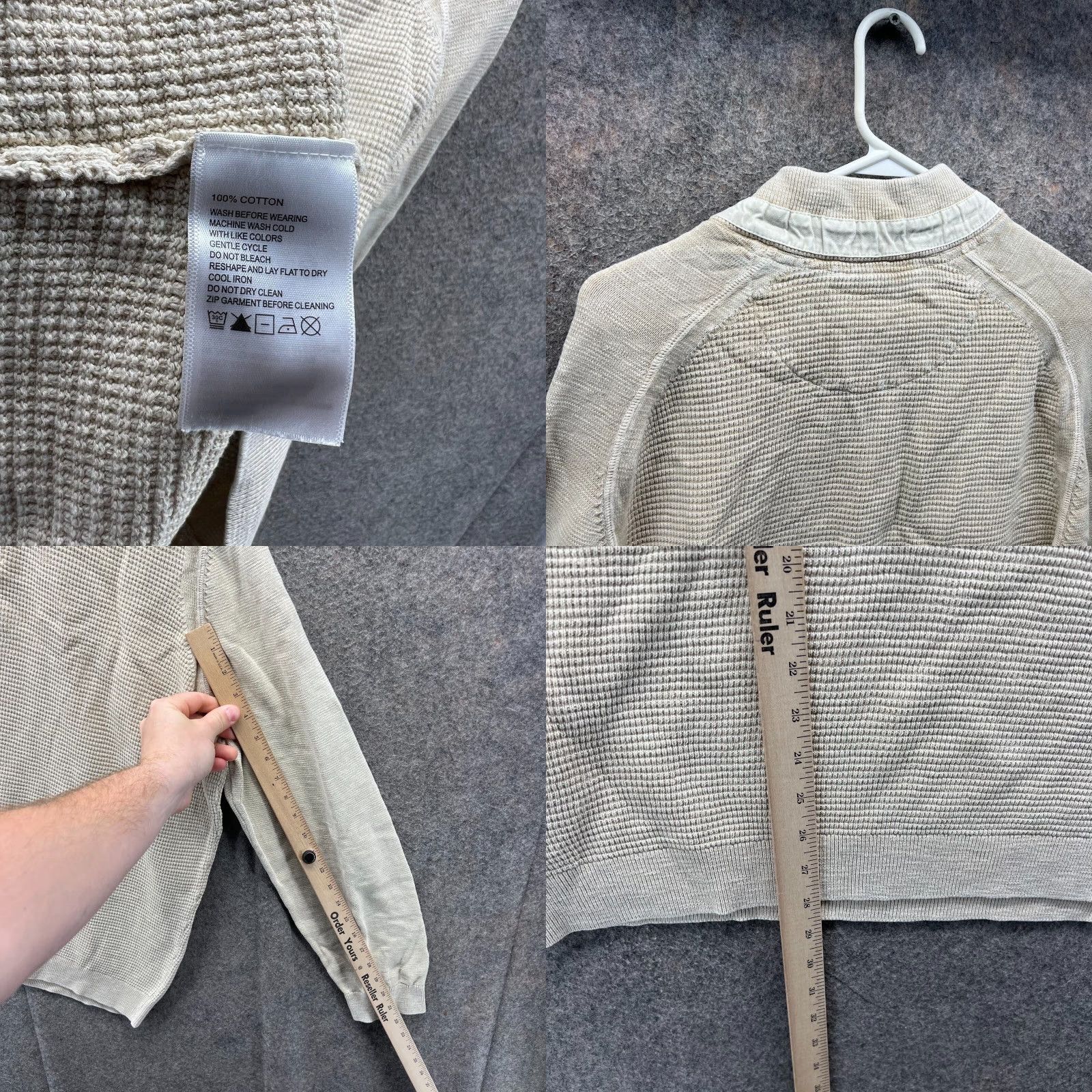 Tommy Bahama Tommy Bahama Sweater Mens XL Beige Quarter Zip Fleece Waffle-Knit Mock Neck Pullover Long Sleeve Size US XL / EU 56 / 4 - 8 Thumbnail