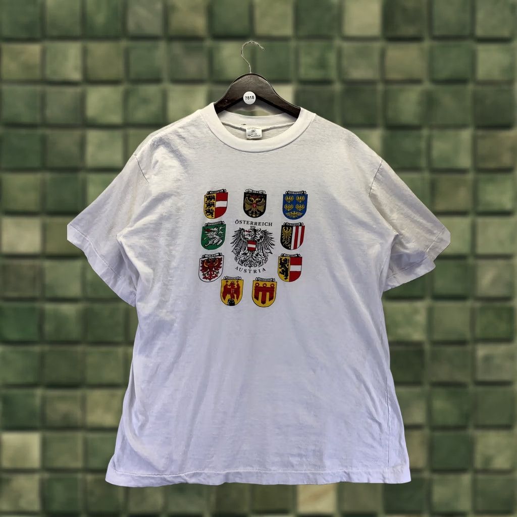 Vintage VINTAGE Österreich Austria Mens Graphic T Shirt 2XL White 1990s Single Stitch Short Sleeve Cotton Graphic Tee Mens Decade 1990s Size US XXL / EU 58 / 5 - 1 Thumbnail