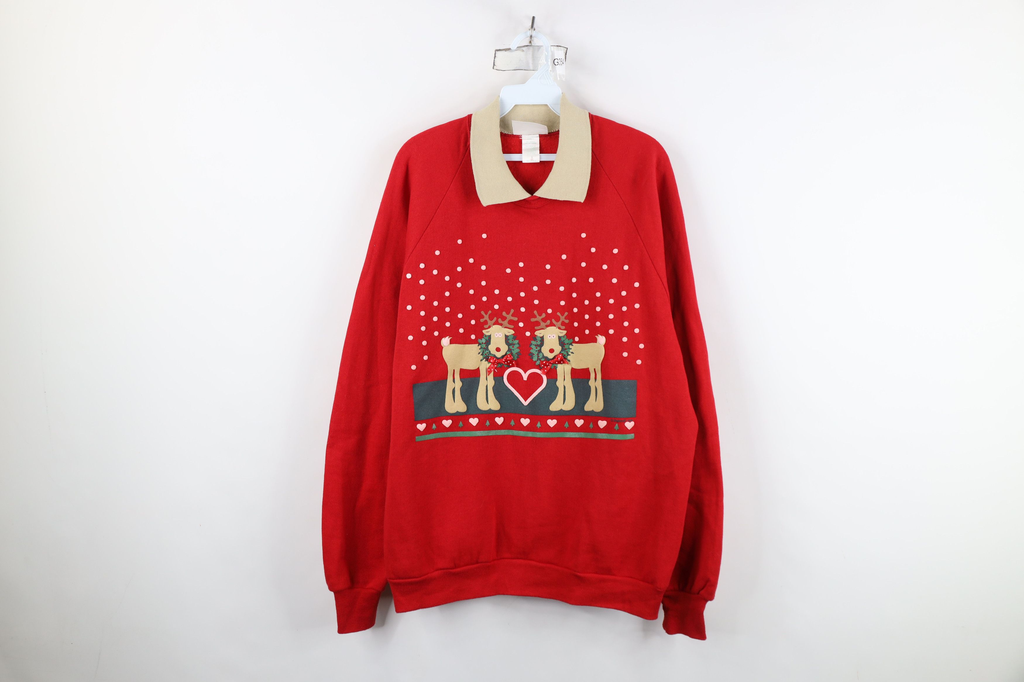 Vintage Vintage 80s Streetwear Christmas Reindeer Sweatshirt Size XL / US 12-14 / IT 48-50 - 1 Thumbnail