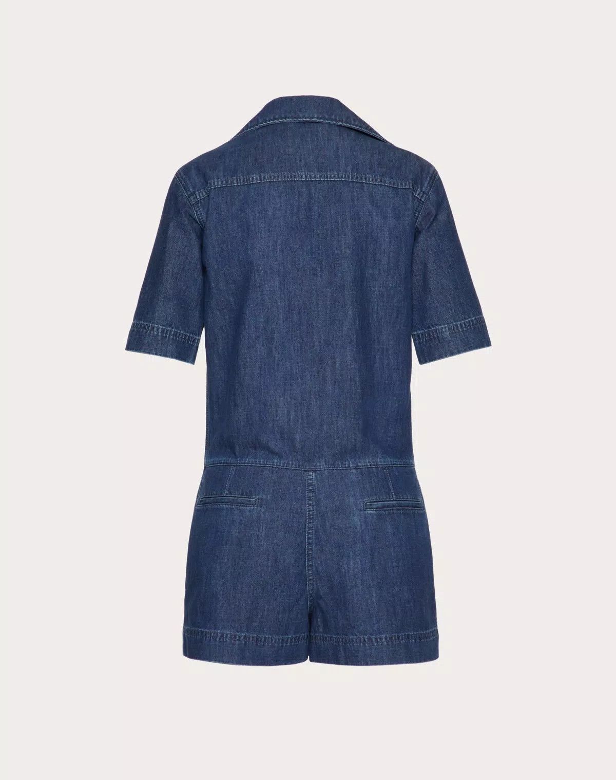 Valentino o1s1wg110625 Chambray Denim Jumpsuit in Medium Blue Size 25" / US 0 / IT 36 - 2 Thumbnail
