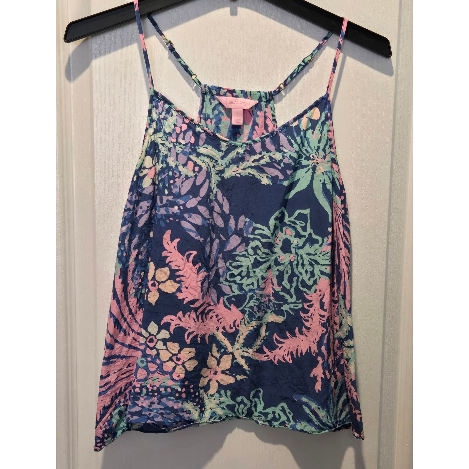 Lilly Pulitzer Lilly Pulitzer Dusk Silk Racer Back Tank Adjustable Strap S Size S / US 4 / IT 40 - 1 Thumbnail