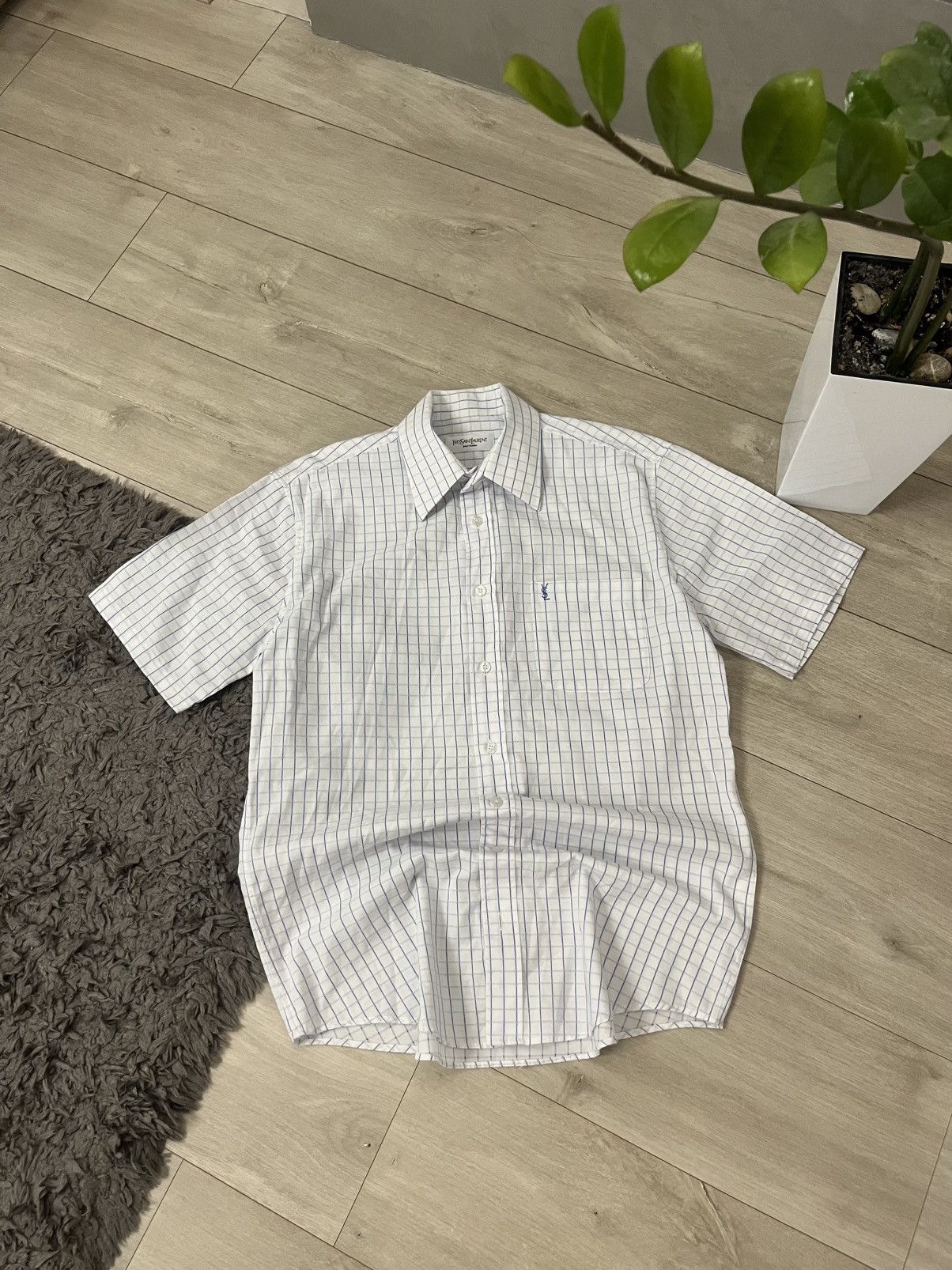 Yves Saint Laurent 🔥90's YSL Old Money Boxy Checked Summer Shirt Y2K Size US M / EU 48-50 / 2 - 1 Thumbnail