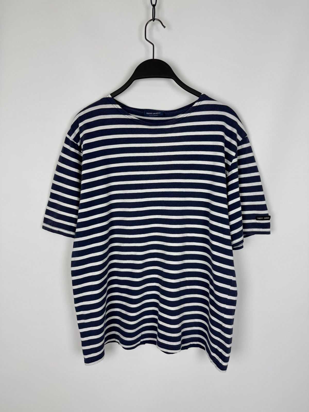 Saint James 1990’s Vintage Saint James White Navy Stripe Boxy Tee Size US M / EU 48-50 / 2 - 1 Thumbnail