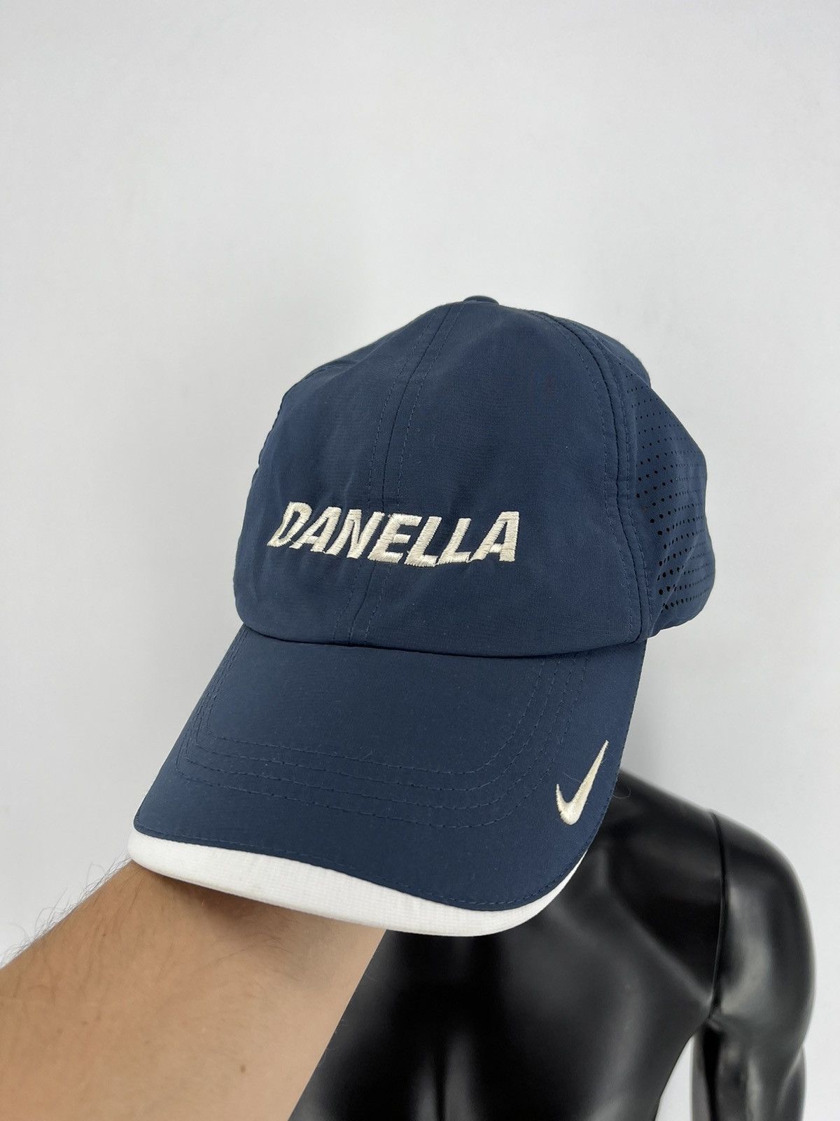 Nike × Vintage !Rare! Vintage 90s Nike Danella Steetwear Big Logo Faded Hat Size ONE SIZE - 2 Thumbnail