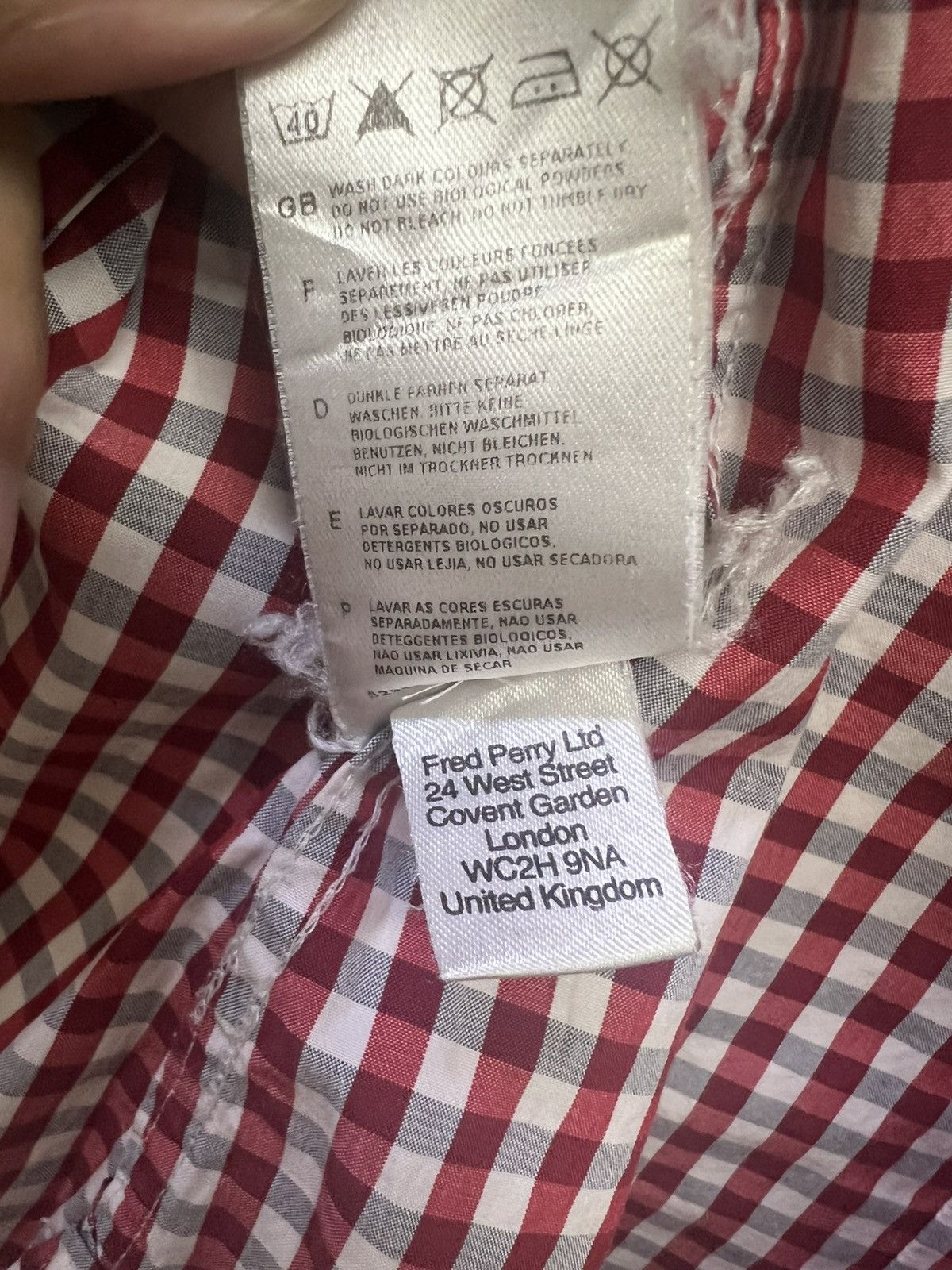 Fred Perry Fred Perry Burgundy Gingham Dress Shirt – Size M Size US M / EU 48-50 / 2 - 7 Thumbnail