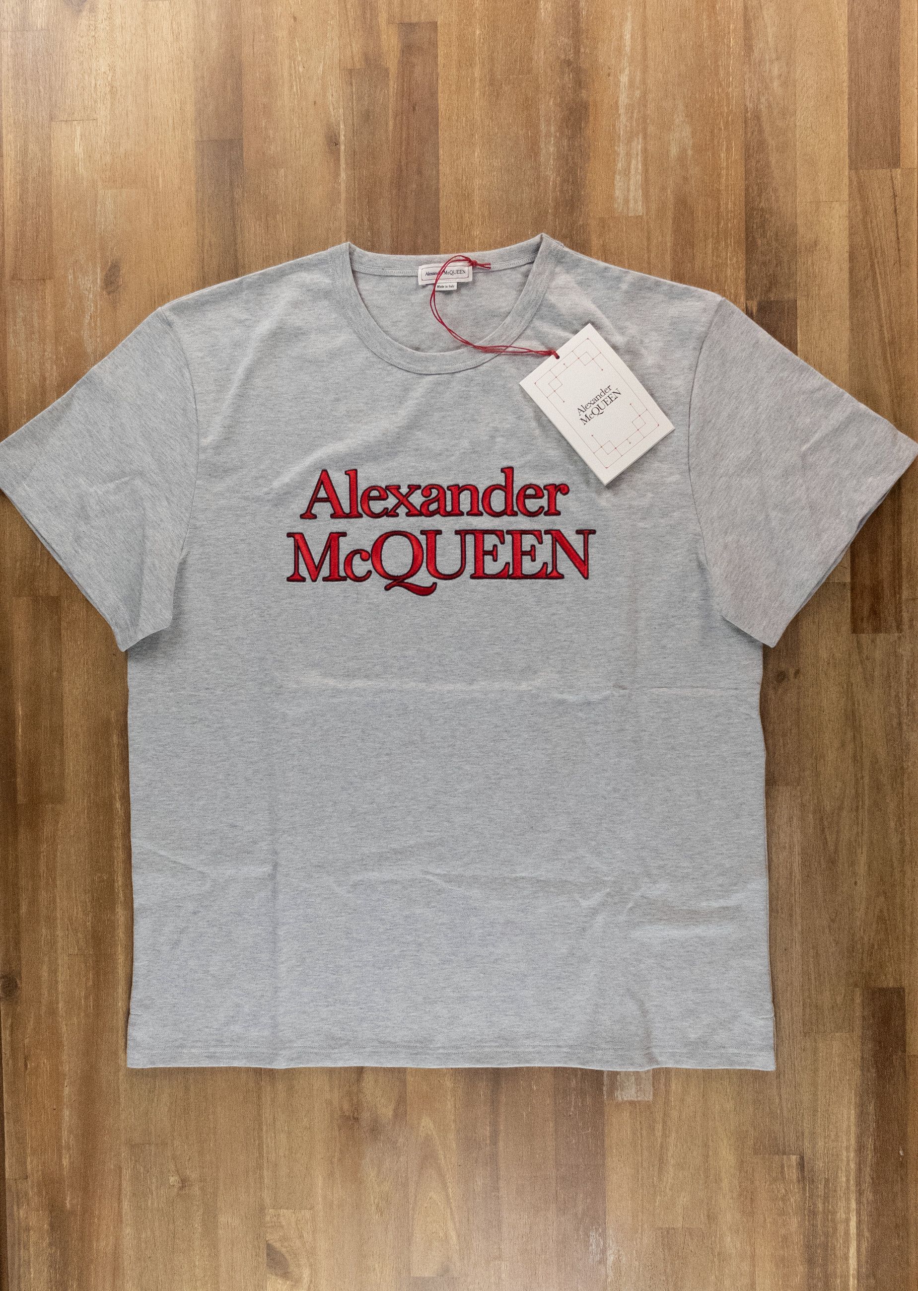 Alexander McQueen ALEXANDER MCQUEEN gray logo embroidered t-shirt Medium q Size US M / EU 48-50 / 2 - 1 Thumbnail