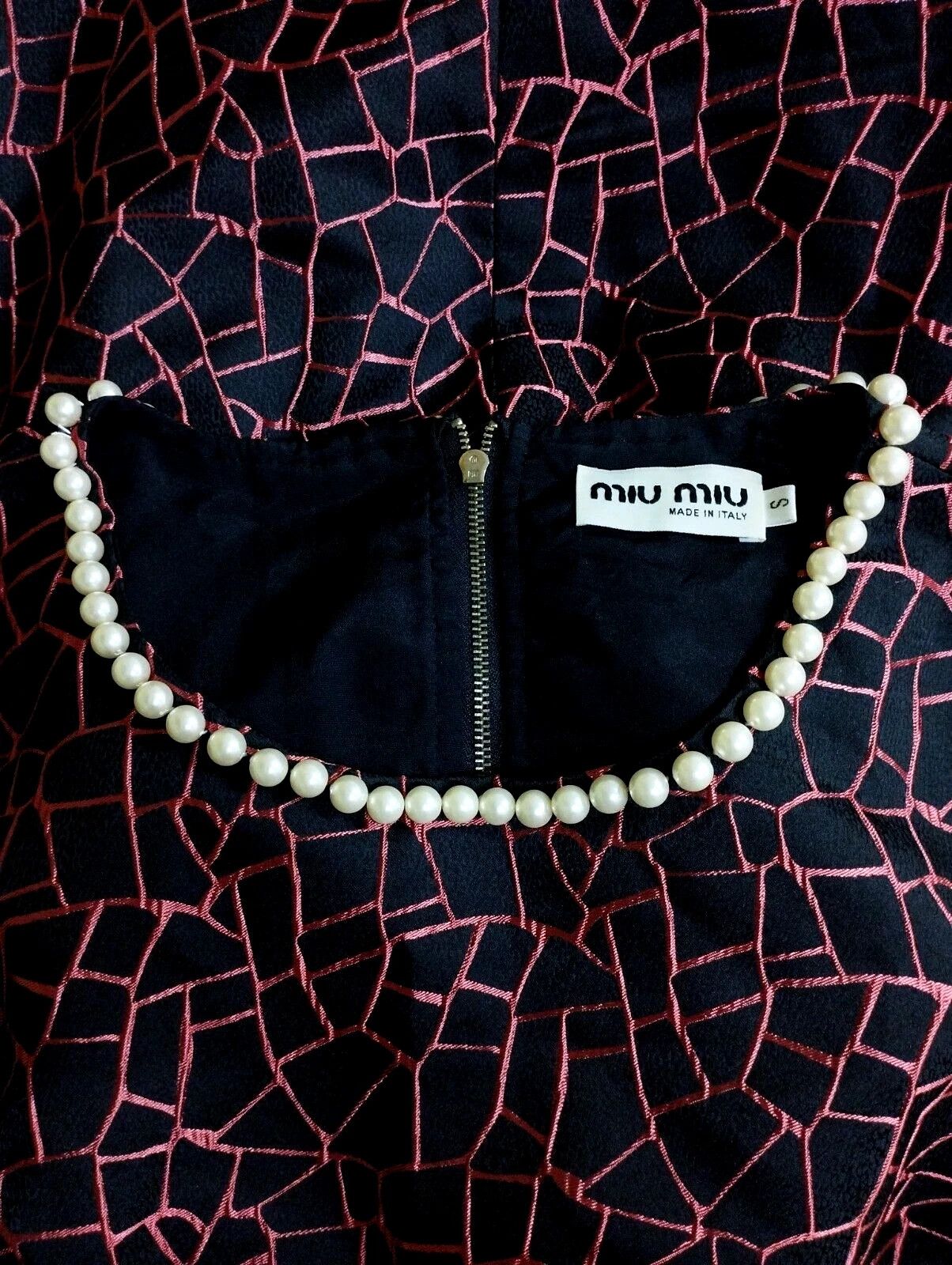 Miu Miu × Vintage MIU MIU Italy Women Short Retro Dress Faux Pearl Neckline Size S / US 4 / IT 40 - 10 Thumbnail