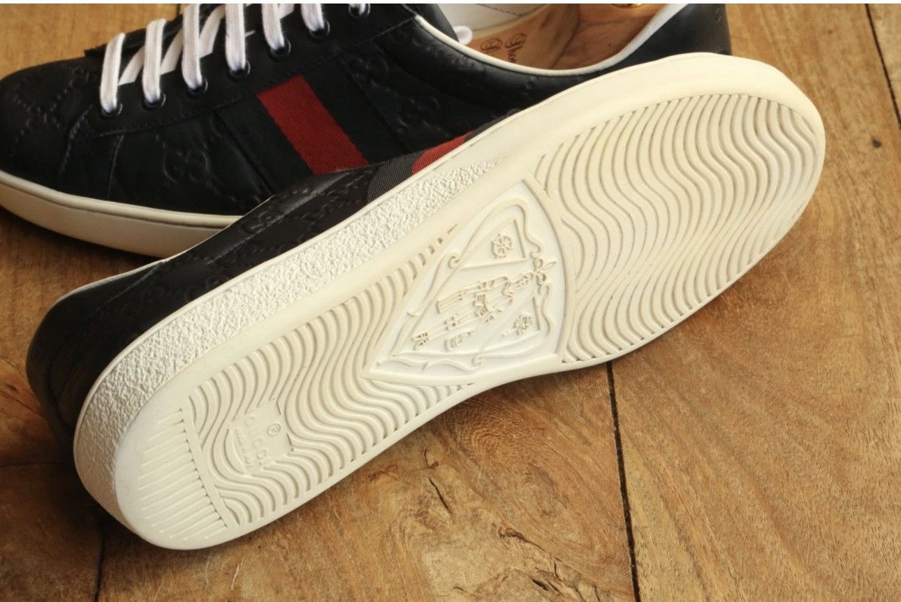 Gucci Gucci Ace Blue GG Monogram Leather Sneakers US9 EU42 UK8 Size US 9 / EU 42 - 12 Thumbnail