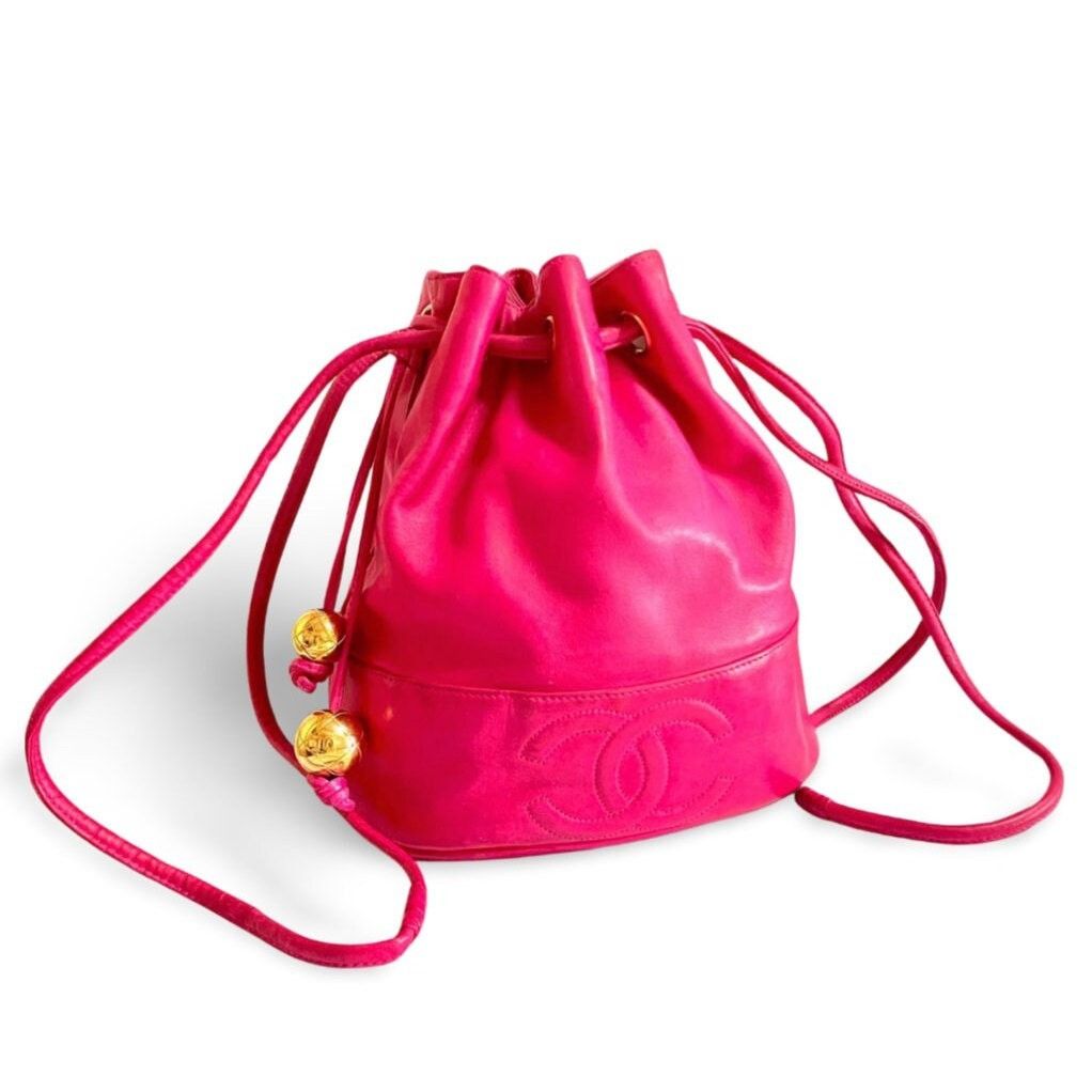 Chanel Vintage CHANEL fusia pink lambskin hobo bucket shoulder bag Size ONE SIZE - 3 Thumbnail