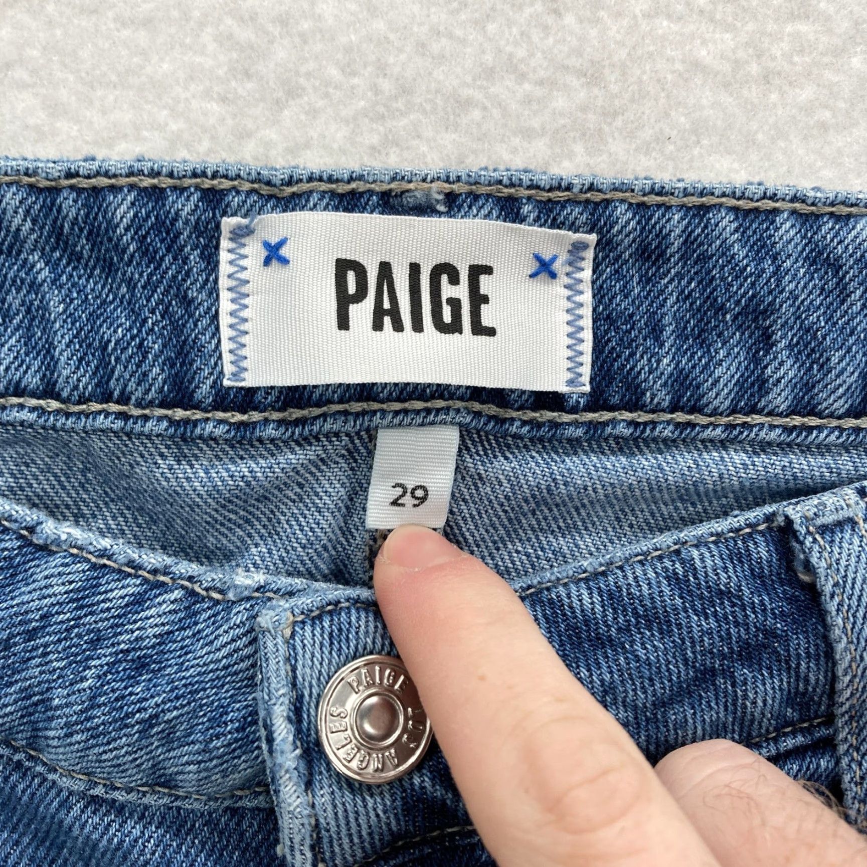 Paige Paige Jeans Womens 29 Blue Noella Relaxed Janae Distressed Baggy Straight Denim Jeans Mens Womens Size 29" - 4 Thumbnail