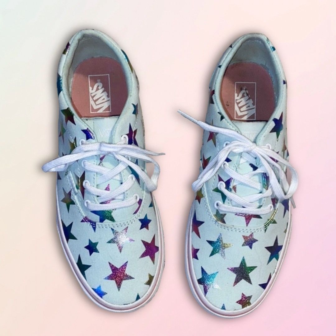 Vans Vans, Sea Foam, Metallic Rainbow Stars, Lace Up, Low Tops Size US 5 / IT 35 - 1 Thumbnail
