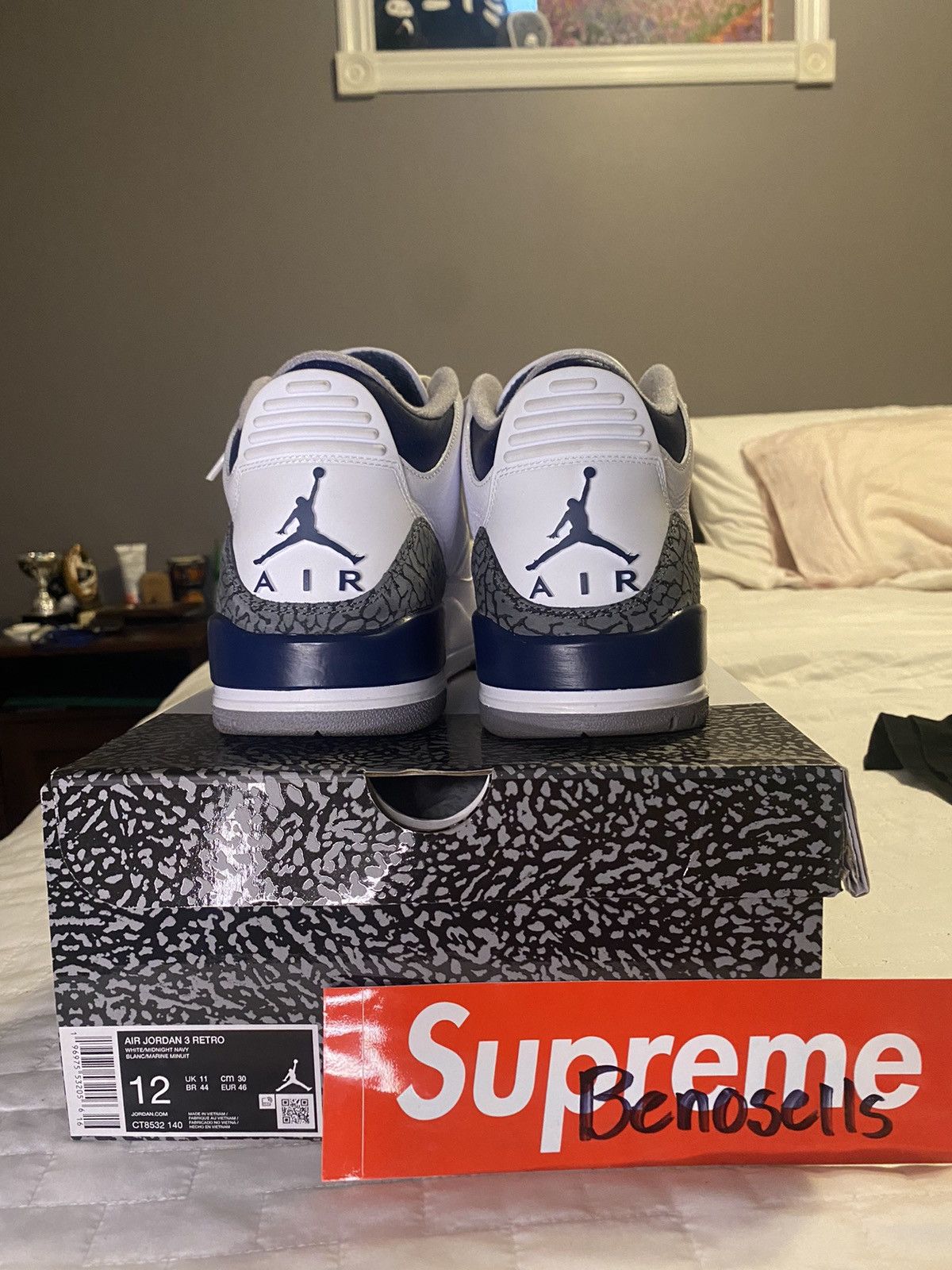 Jordan Brand Jordan 3 Retro “Midnight Navy” Size US 12 / EU 45 - 3 Thumbnail