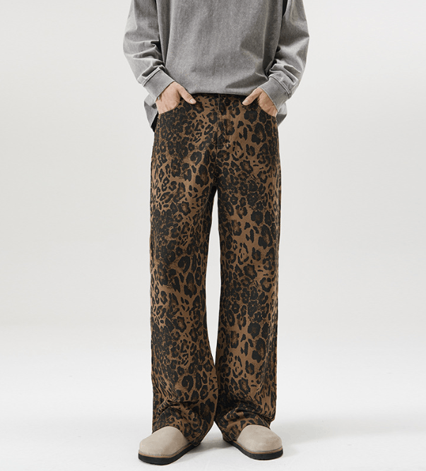 Japanese Brand × Jean Versatile leopard print loose straight wide-leg casual jeans Size US 32 / EU 48 - 2 Thumbnail