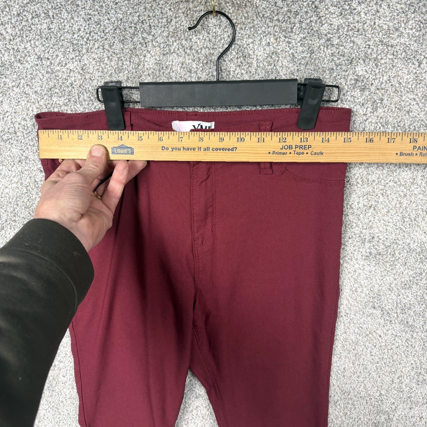 Vintage YMI Jegging Pants Womens L Burgundy Skinny Stretch Twill Pocketed Flat Front Zip Button Casual Preppy 30x26.5 Juniors Regular Rise 8.5-10.5 Size 36" / US 14 / IT 50 - 2 Thumbnail