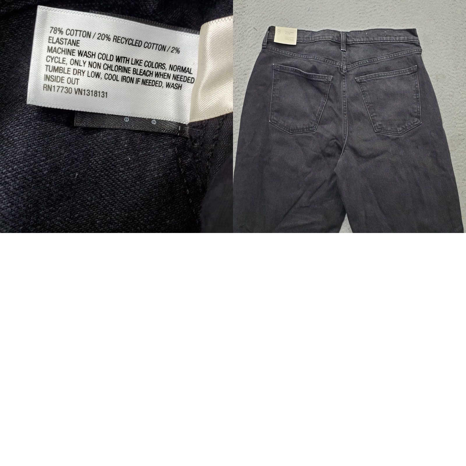 Vintage Universal Thread Jeans Womens Size 12 Flare Black Denim Dark Wash Zip Button Pockets Size 34" / US 12 / IT 48 - 8 Thumbnail