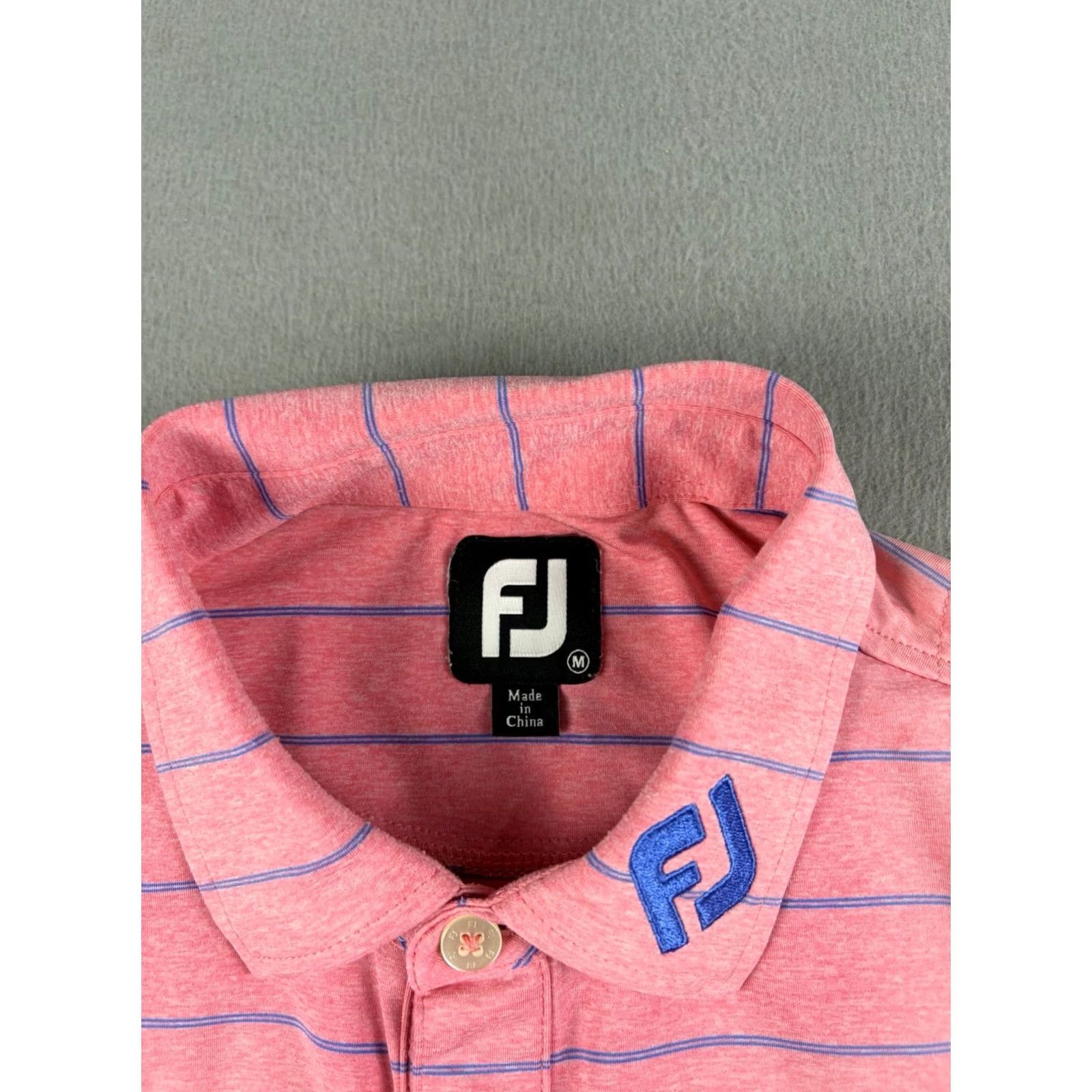 Footjoy FootJoy Polo Shirt Men M Pink Striped Tour Collar Golf Performance Shirts Polo Athletic Regular Size US M / EU 48-50 / 2 - 3 Thumbnail