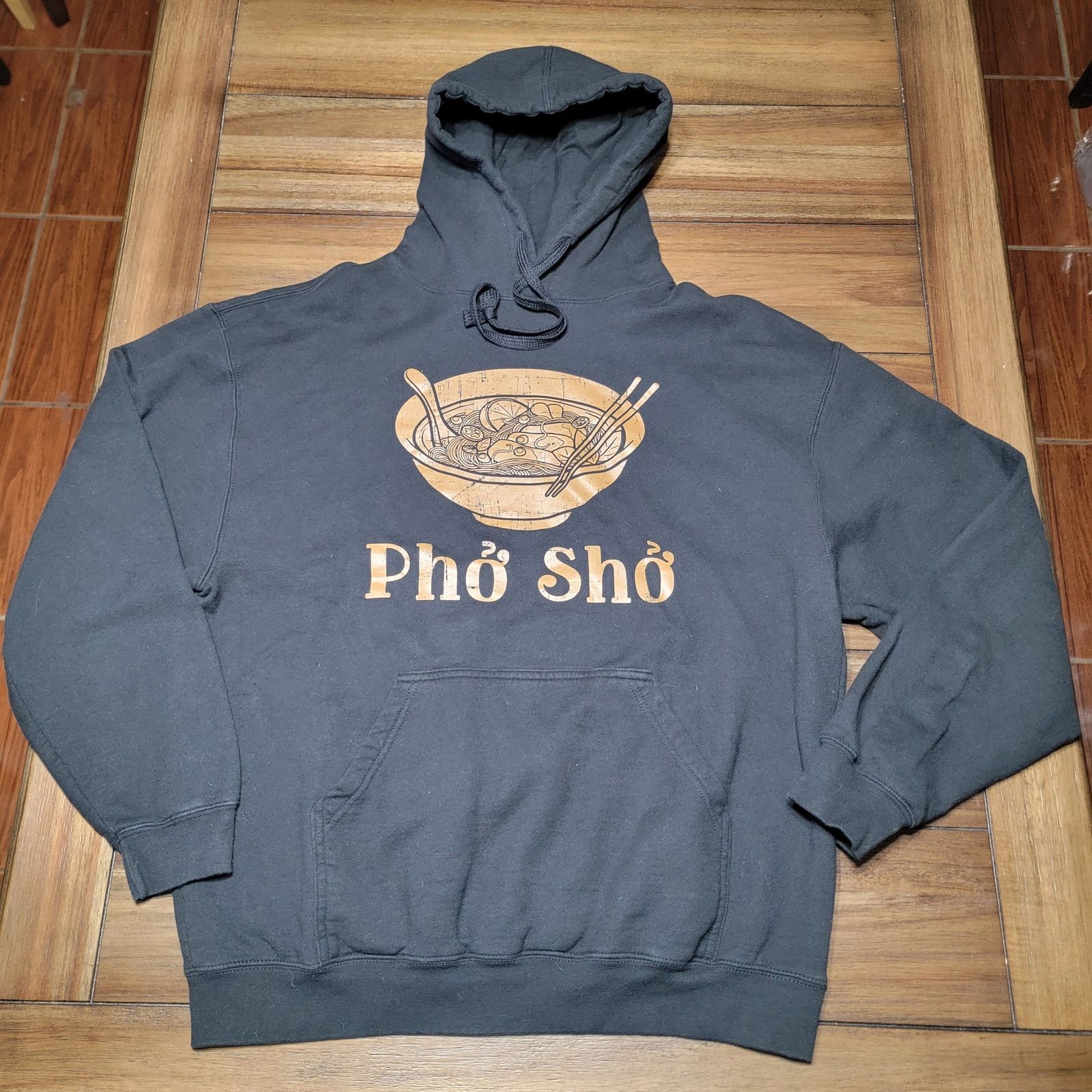 Tultex Tultex Unisex LS Black Pullover Hoodie "Pho Sho" -Size Large Size US L / EU 52-54 / 3 - 1 Thumbnail