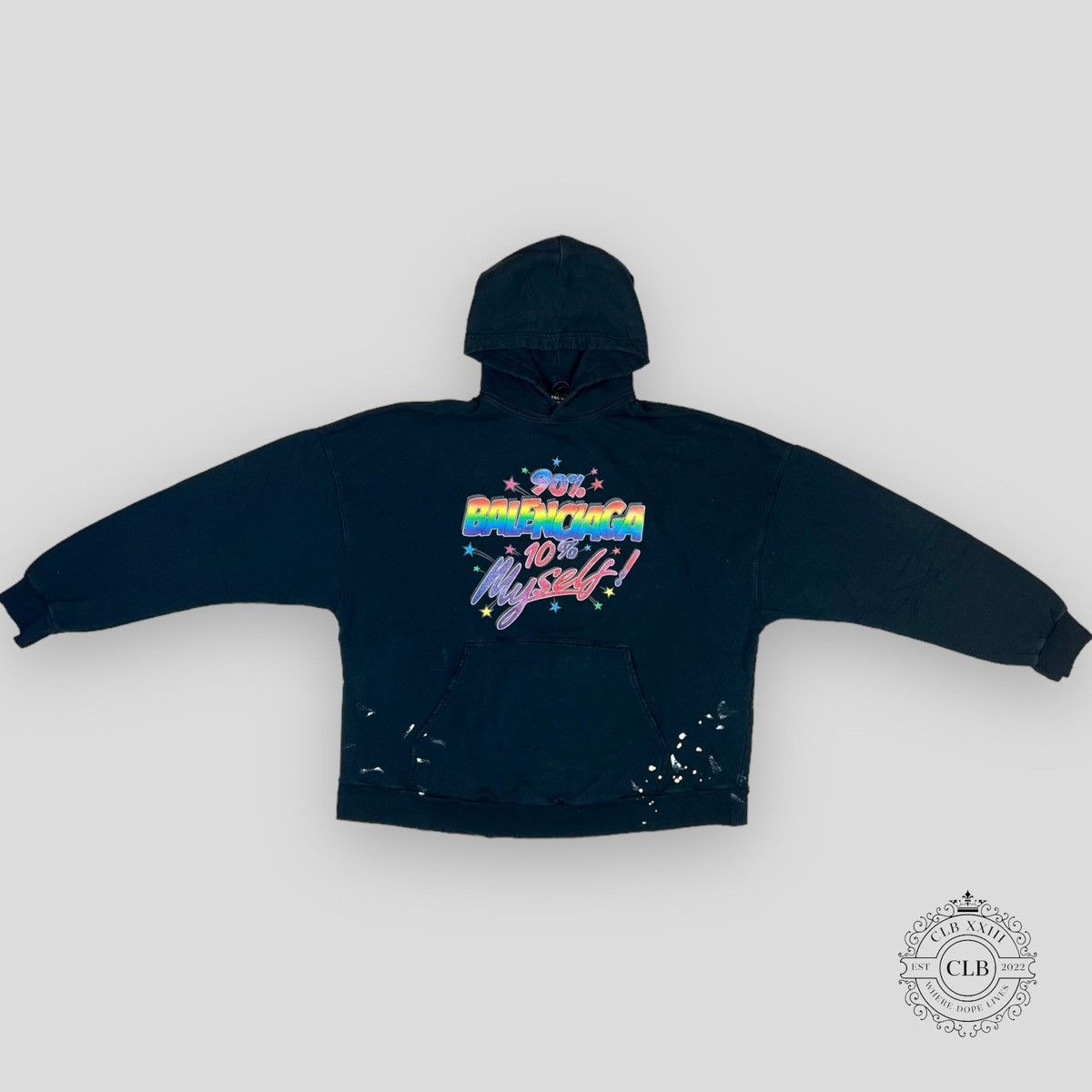 Image of Balenciaga Rainbow Oversized Hoodie- Black, Men's (Size Small)