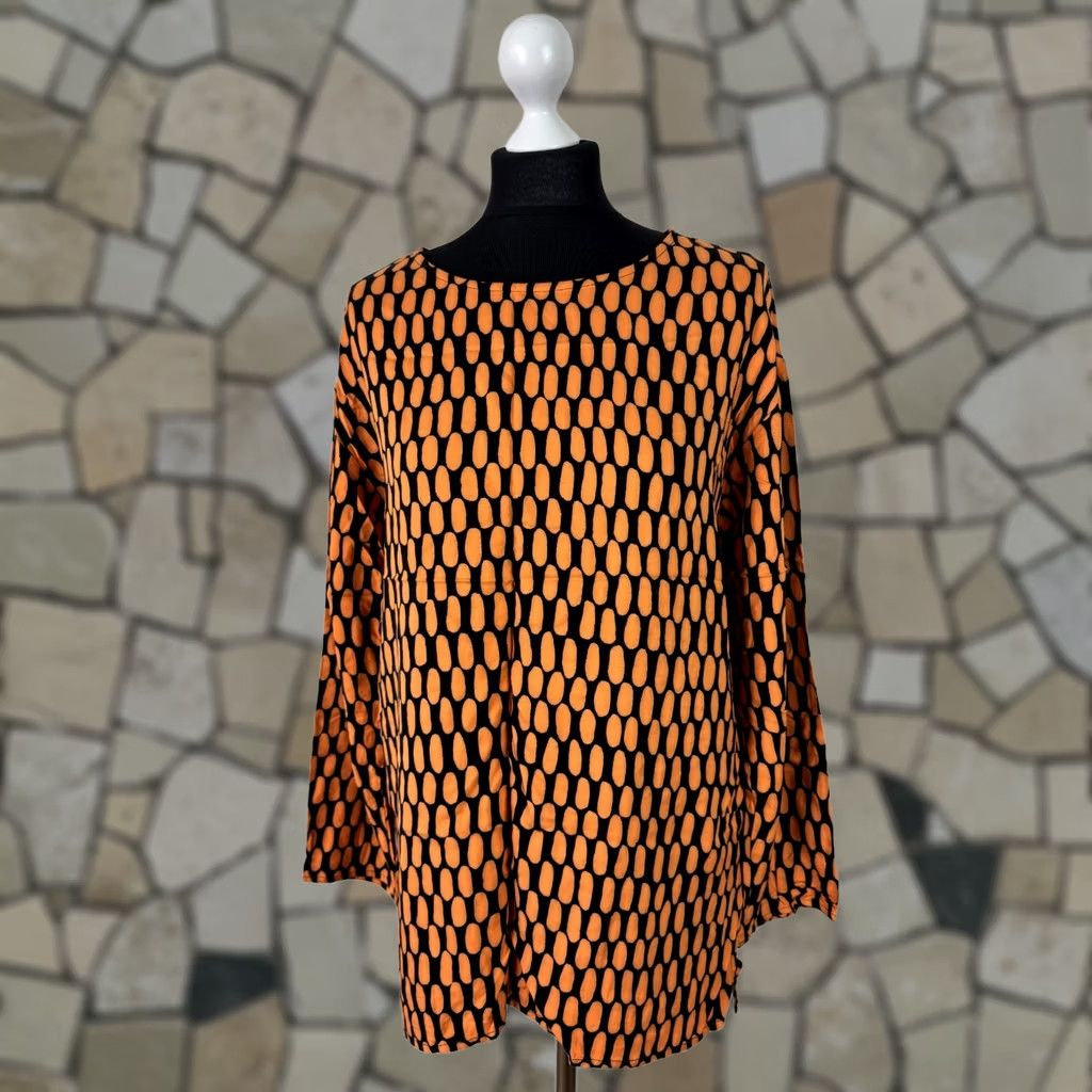 Marimekko Marimekko Eanni Asema Finland womens orange black shirt tunic L Size L / US 10 / IT 46 - 1 Thumbnail
