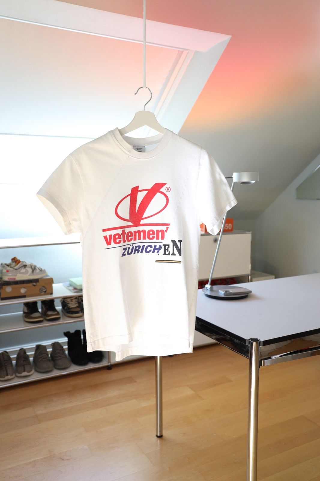 image of Vetements Zurich Reconstructed T Shirt in White, Men's (Size Small)