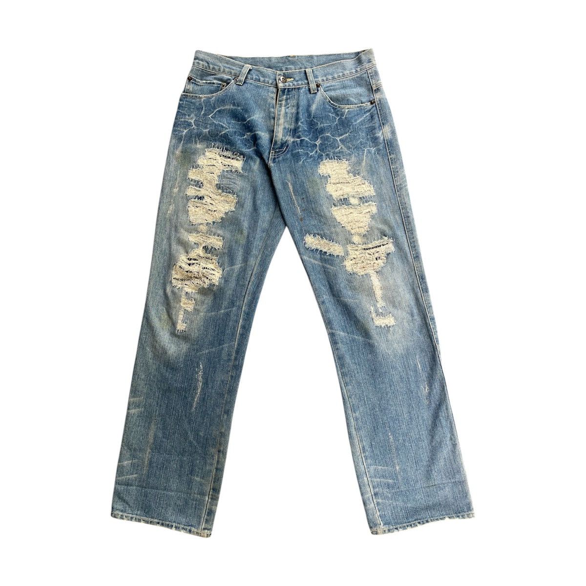Hysteric Glamour Massive Squad Distressed Like Sashiko Boro Denim Jeans Size US 33 - 1 Thumbnail