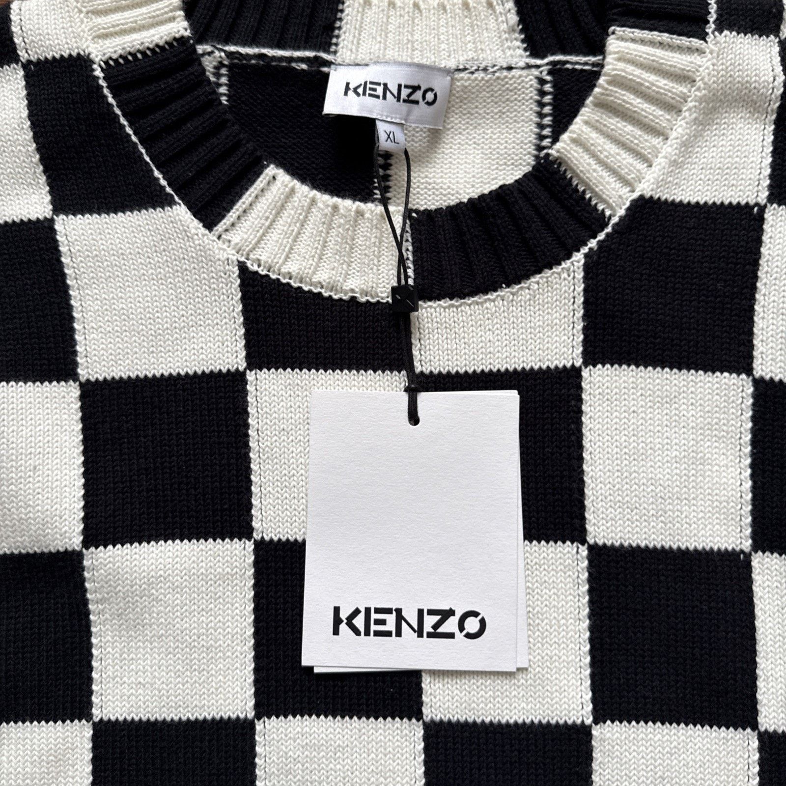 Kenzo Kenzo Black & White Check Sweater Size XL Size US XL / EU 56 / 4 - 5 Thumbnail