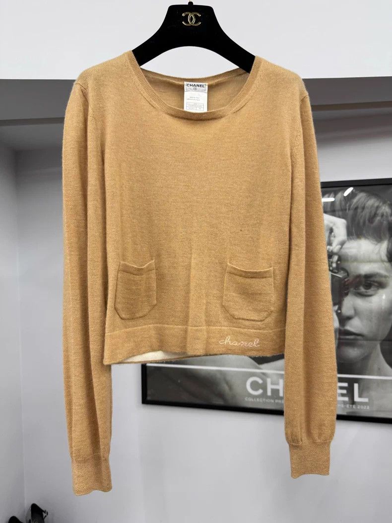Chanel Chanel Camel-coloured knitted long sleeves Size XS / US 0-2 / IT 36-38 - 1 Thumbnail