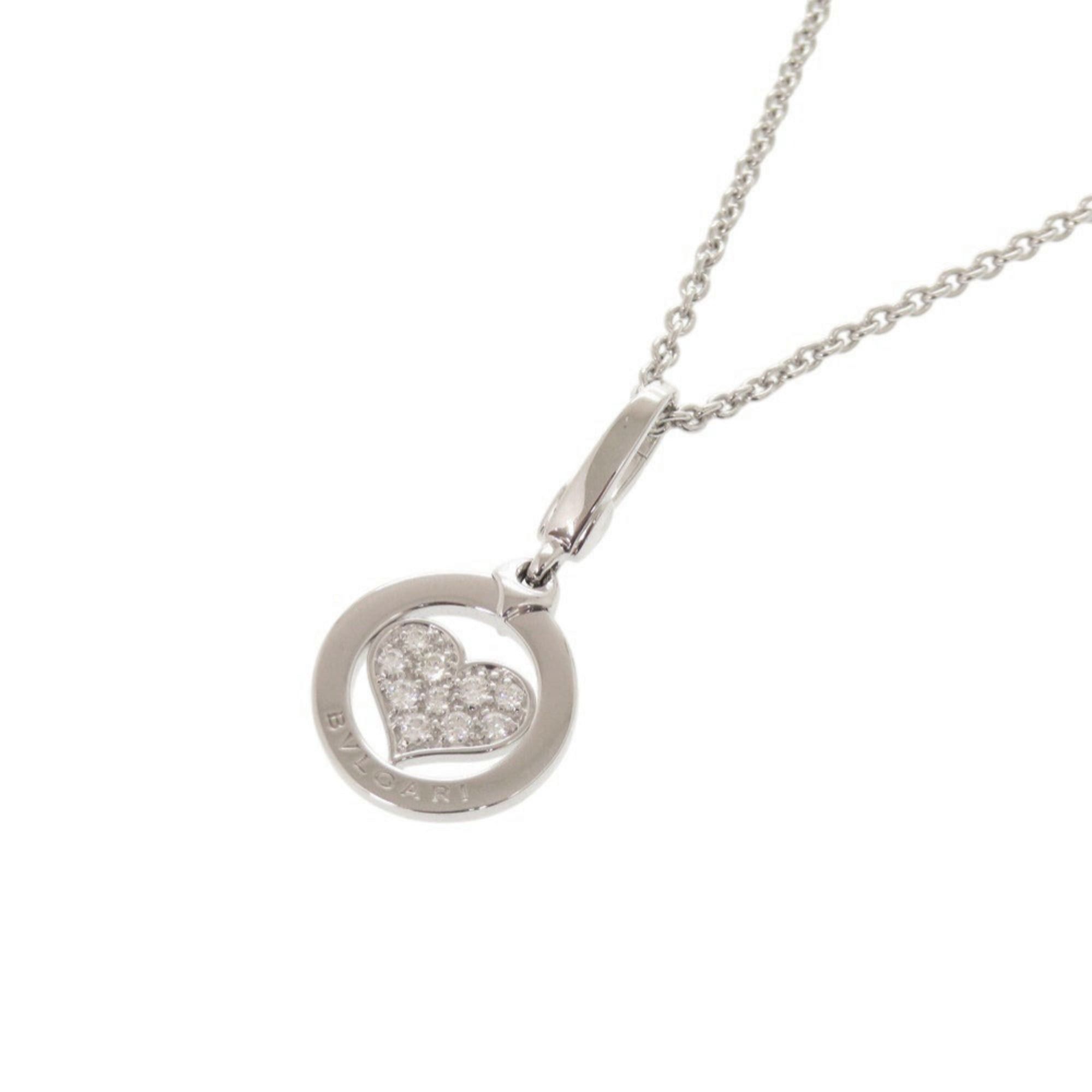 Bvlgari Like New Bulgari Tondo Heart 18KWG 750WG Diamond White Gold Necklace Pendant Jewelry 0132BVLGARI Size ONE SIZE - 1 Thumbnail
