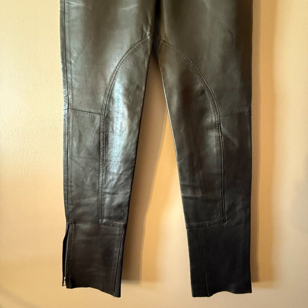 Donald Pliner Donald J Pliner Black Real Leather High Rise Ankle Zip Pant Size 27" / US 4 / IT 40 - 5 Thumbnail