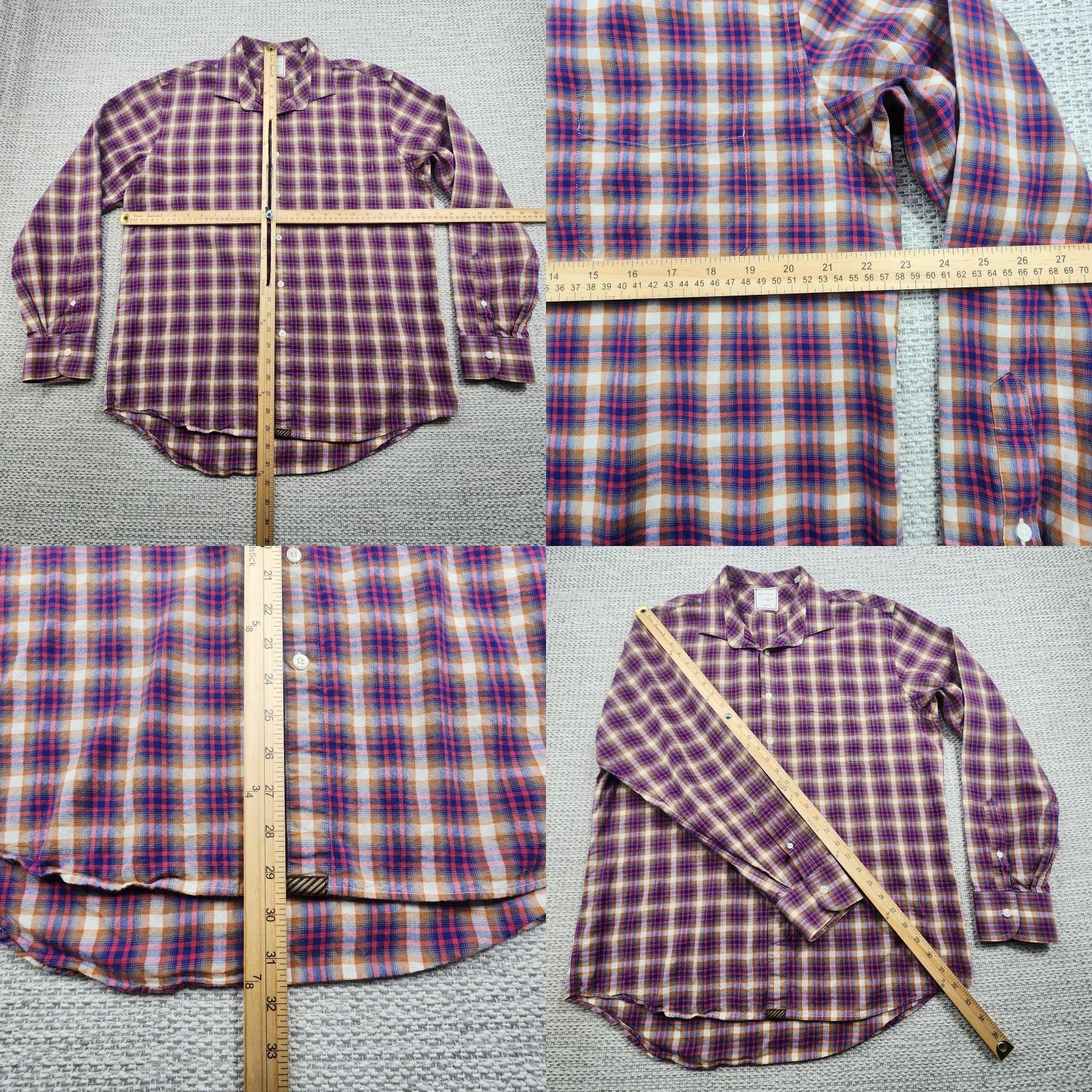 Billy Reid Billy Reid Shirt Mens XL Multicolor Plaid Button-Up Long Sleeve Standard Cut Size US XL / EU 56 / 4 - 8 Thumbnail