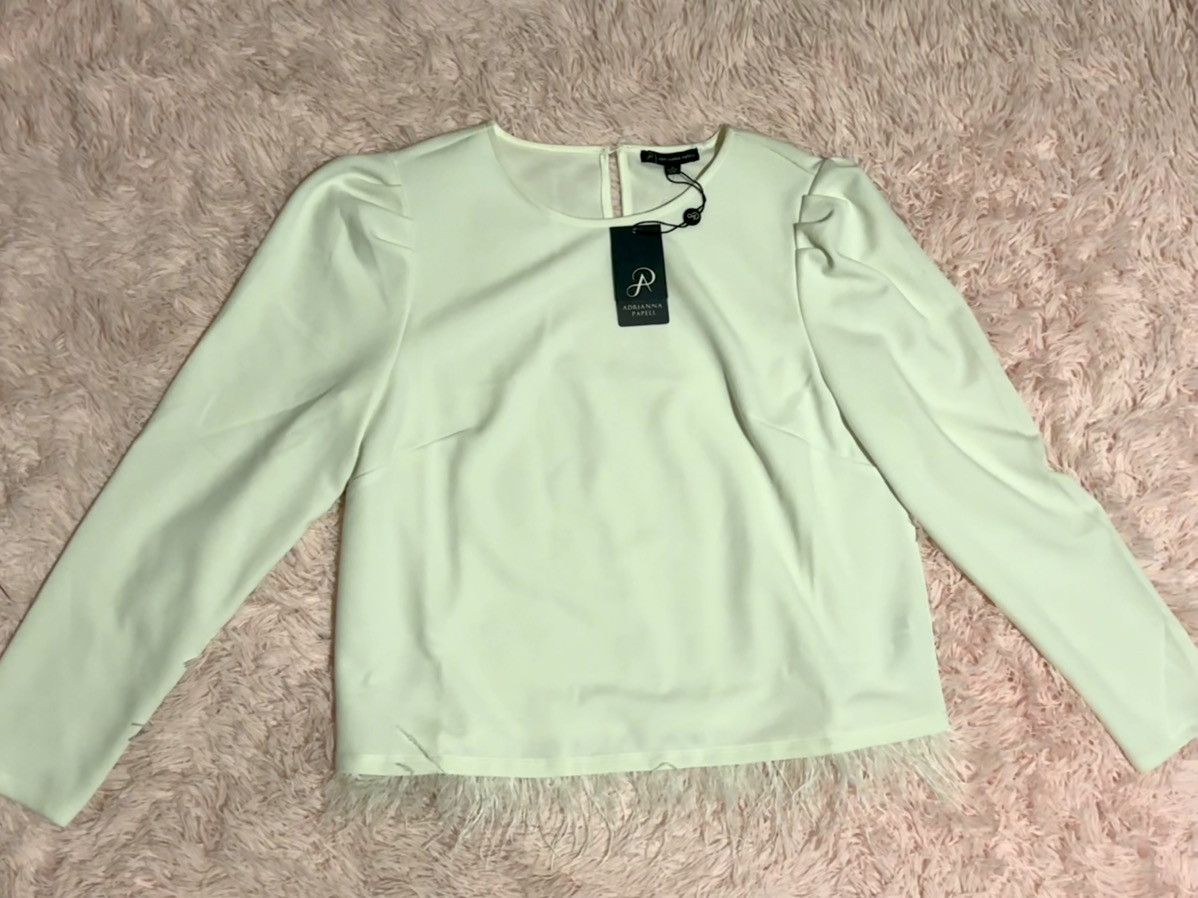 Adrianna Papell NWT Adrianna Papell White Long Sleeve White Blouse Size Med Size M / US 6-8 / IT 42-44 - 1 Thumbnail