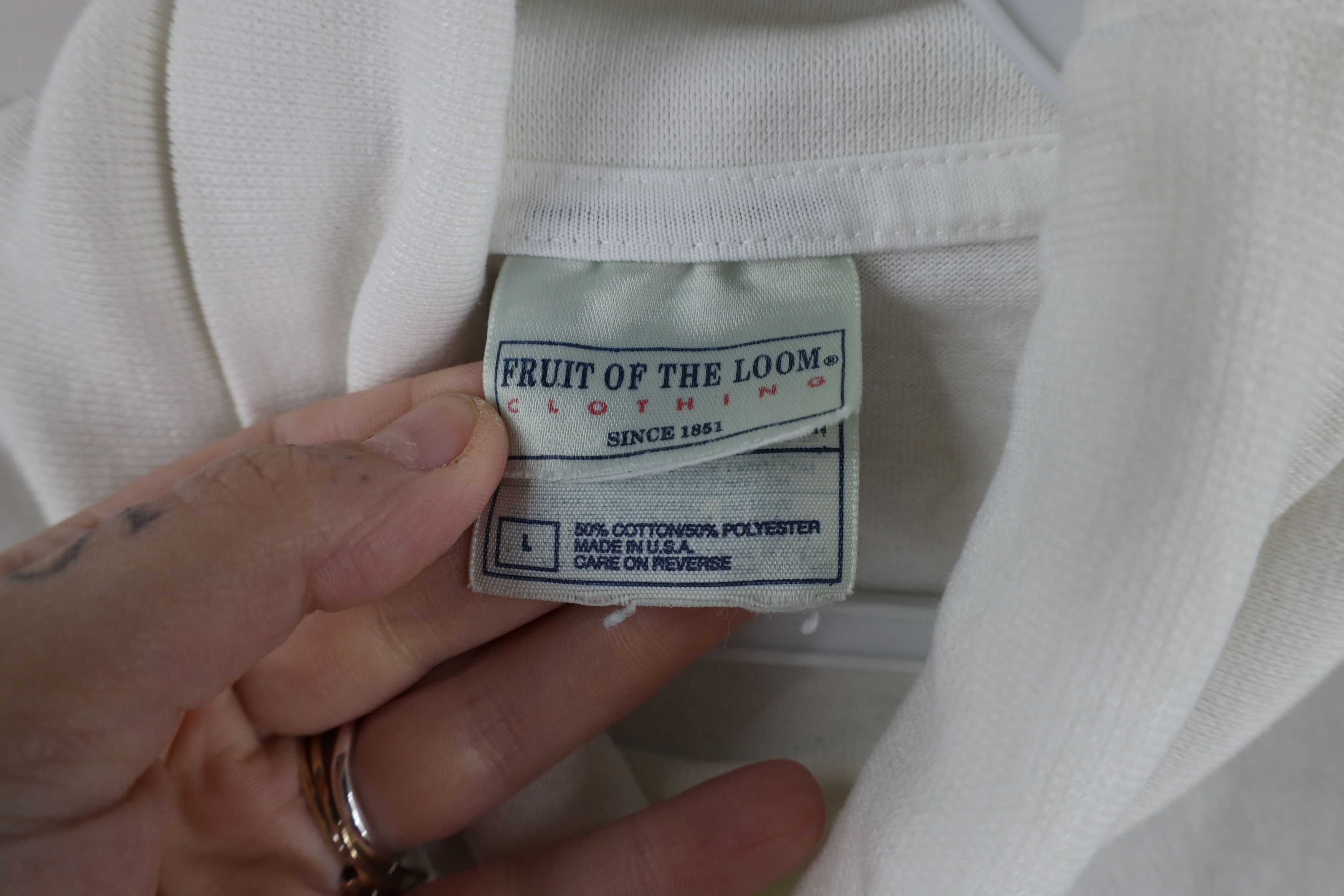 Vintage Vintage 90s Streetwear Blank Turtleneck T-Shirt White USA Size L / US 10 / IT 46 - 7 Thumbnail