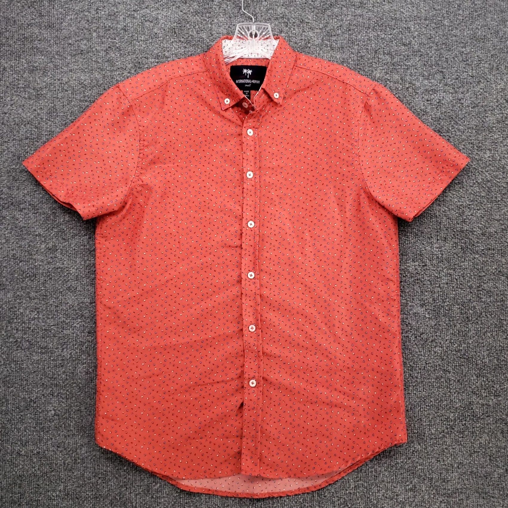 Vintage International Report Button-Down Shirt Mens Small Orange Holiday Tropical Collection Geometric Short Sleeve Collared Button-Up Size US S / EU 44-46 / 1 - 2 Thumbnail