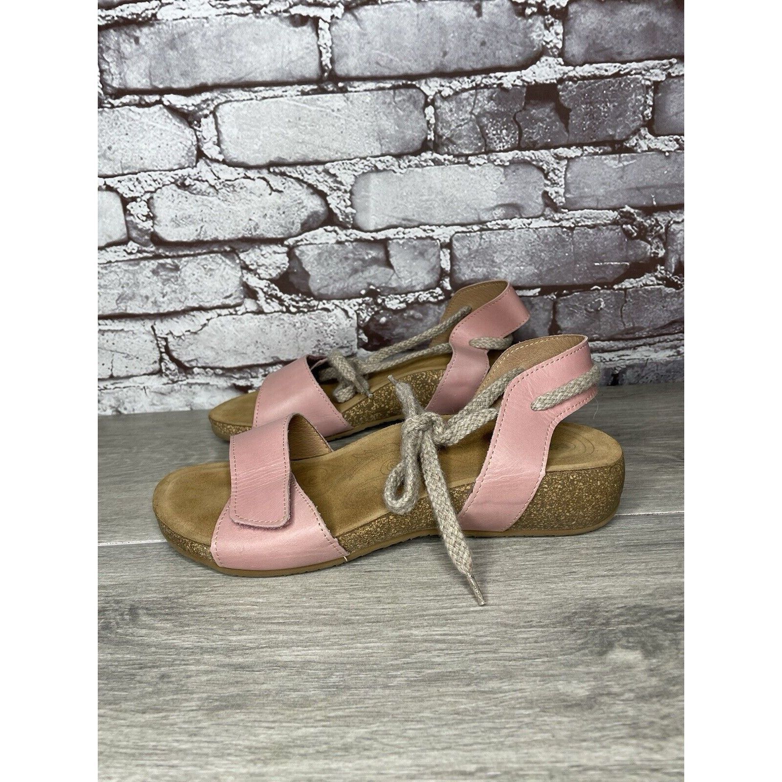 Other TAOS Pink Leather Ankle Lace Strap Cork Wedge Sandals Women Size US 9.5 / IT 39.5 - 7 Thumbnail