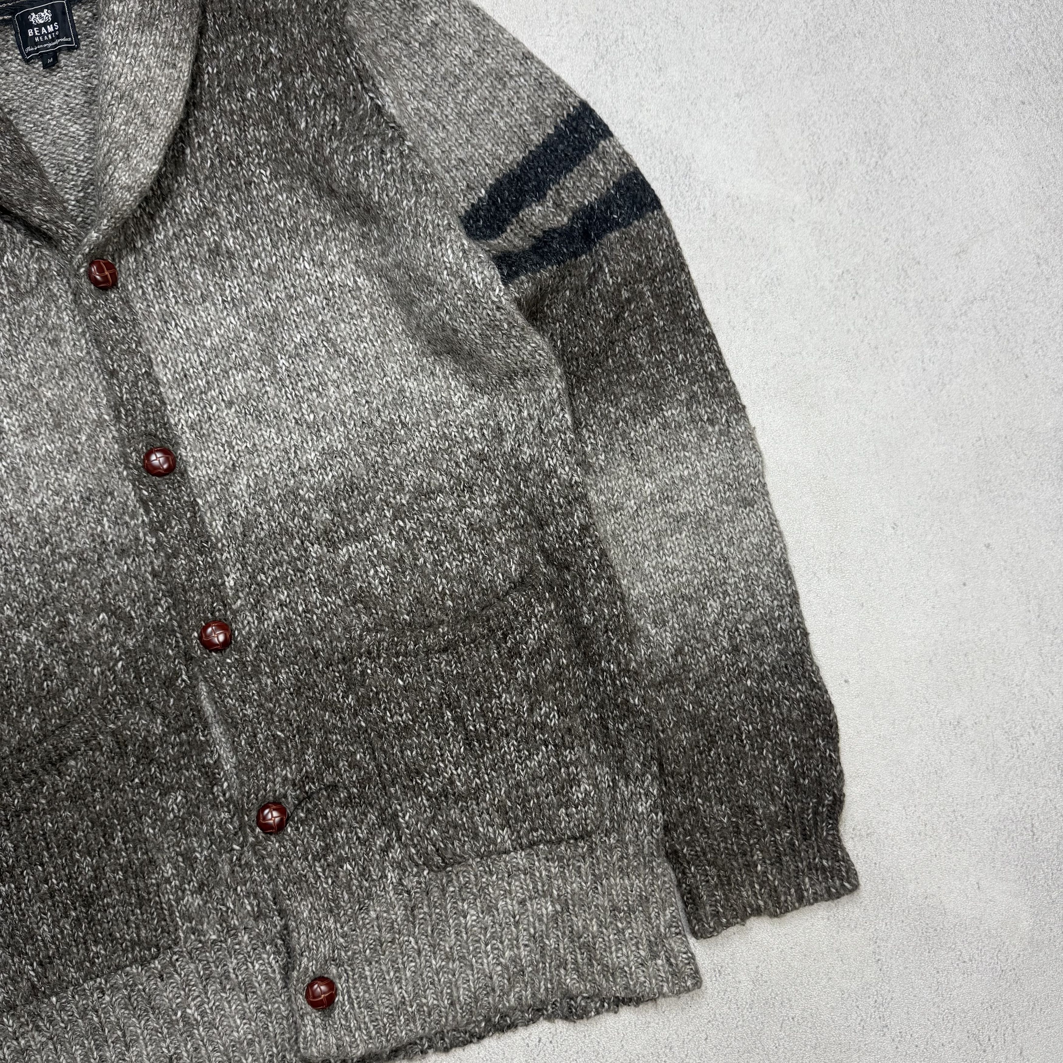 Beams Plus Beams Heart Shawl Collar Knit Cardigan Gradient Grey Size US M / EU 48-50 / 2 - 5 Thumbnail