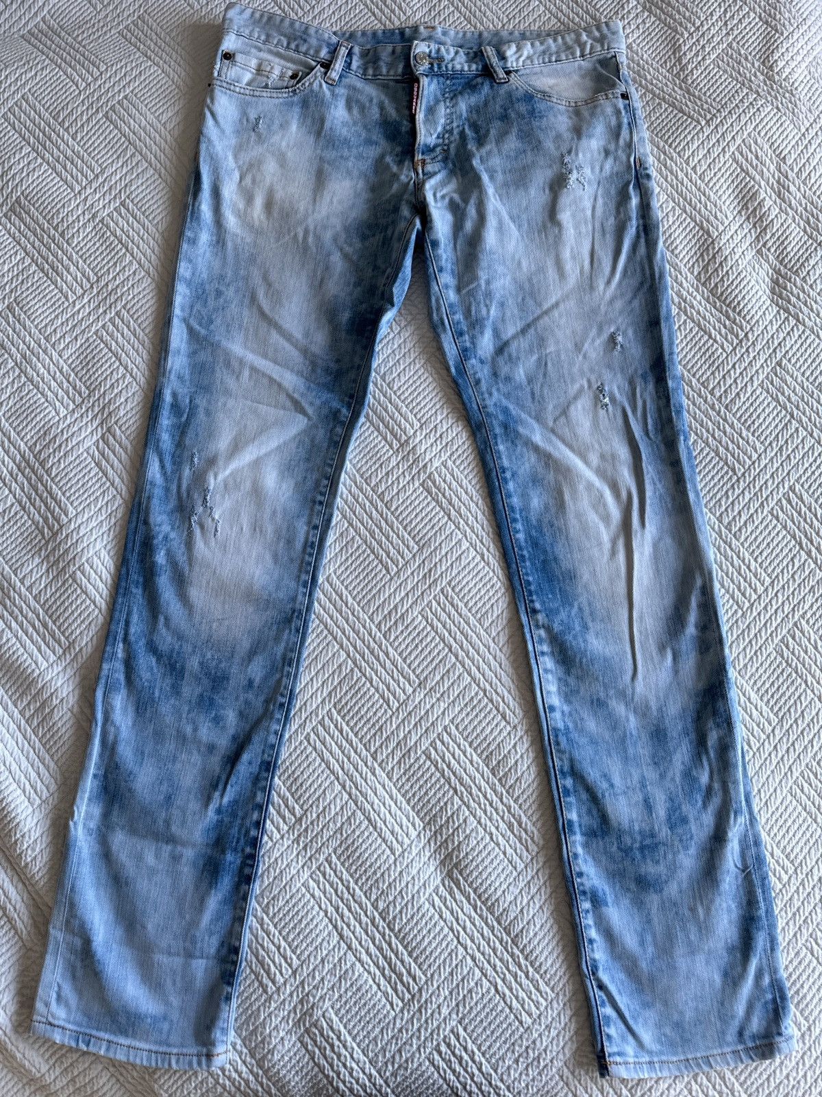 Dsquared2 Dsquared2 low rise 2000s distressed denim light blue 52 Size US 36 / EU 52 - 1 Thumbnail