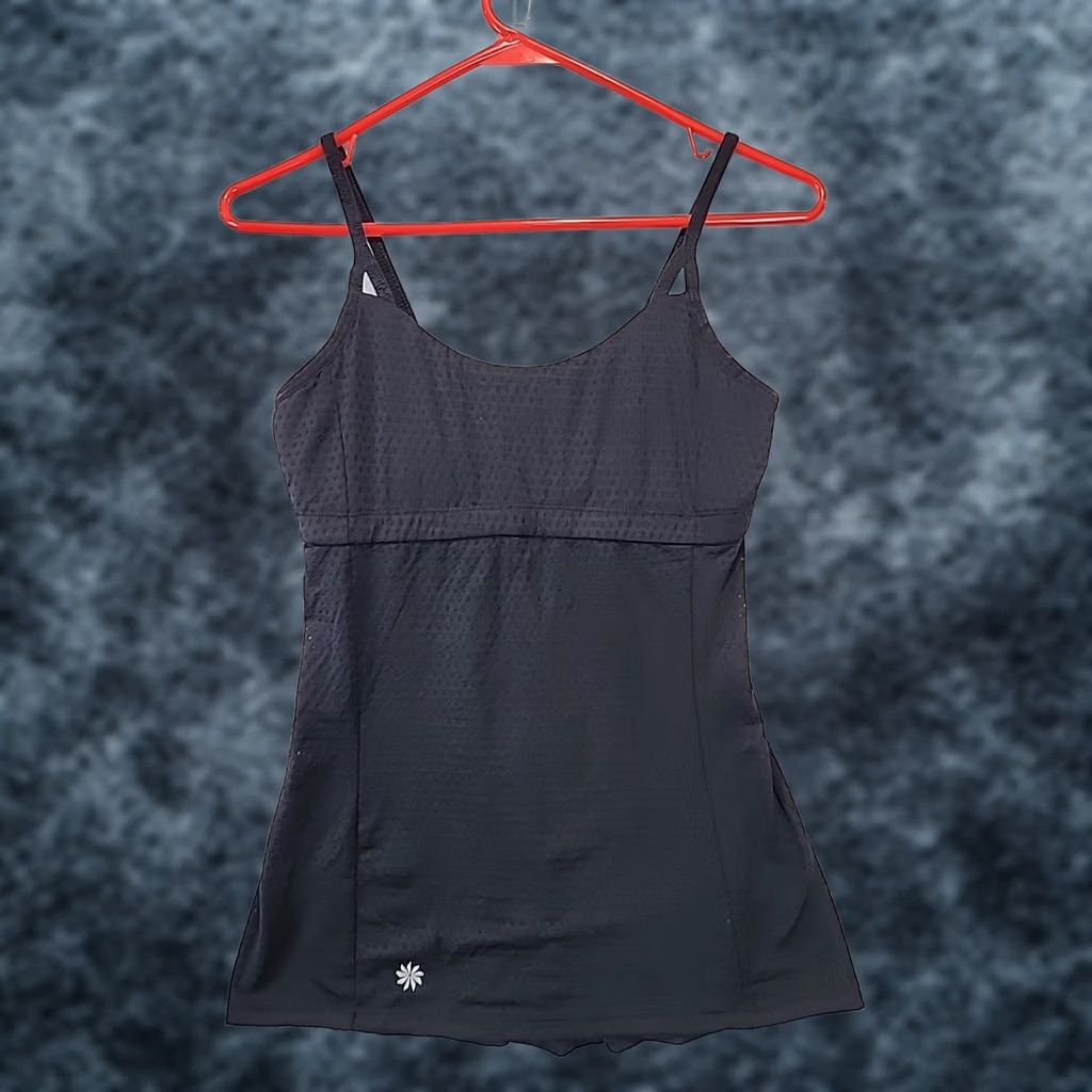 Athleta Athleta Tank Women's S Spaghetti Strap Textured Black Racerback Ruched Veg Black Yoga Activewear Shirt Sleeveless Size S / US 4 / IT 40 - 1 Thumbnail