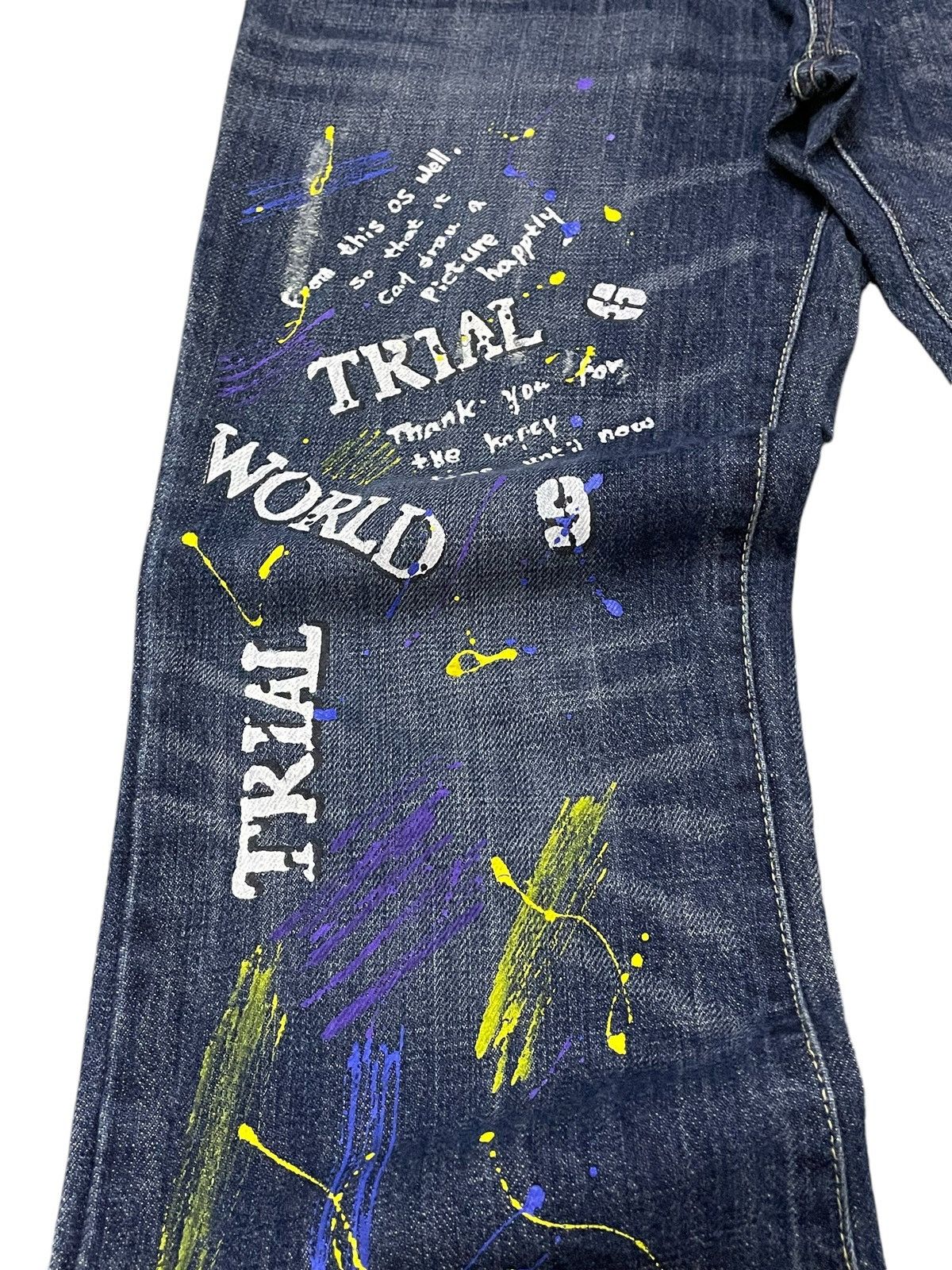 Japanese Brand × PPFM × semanticdesign Semantic Design Poems Paint splatter Flared Denim Pants Size US 31 - 12 Thumbnail