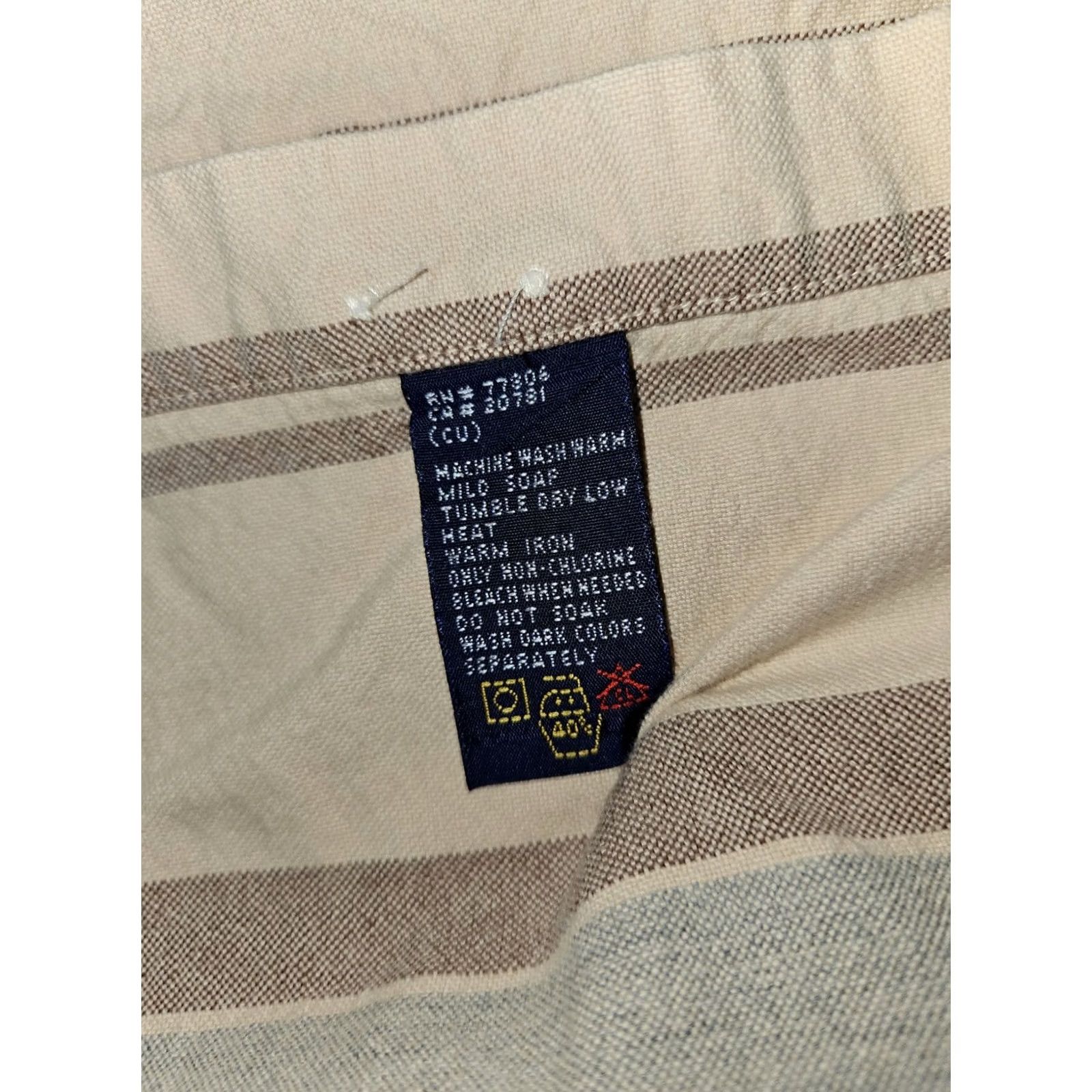 Tommy Hilfiger VINTAGE Tommy Hilfiger Button-Down Shirt XL Men Beige Striped 90s Classic Preppy Embroidered Pocket Dress Shirt Size US XL / EU 56 / 4 - 8 Thumbnail